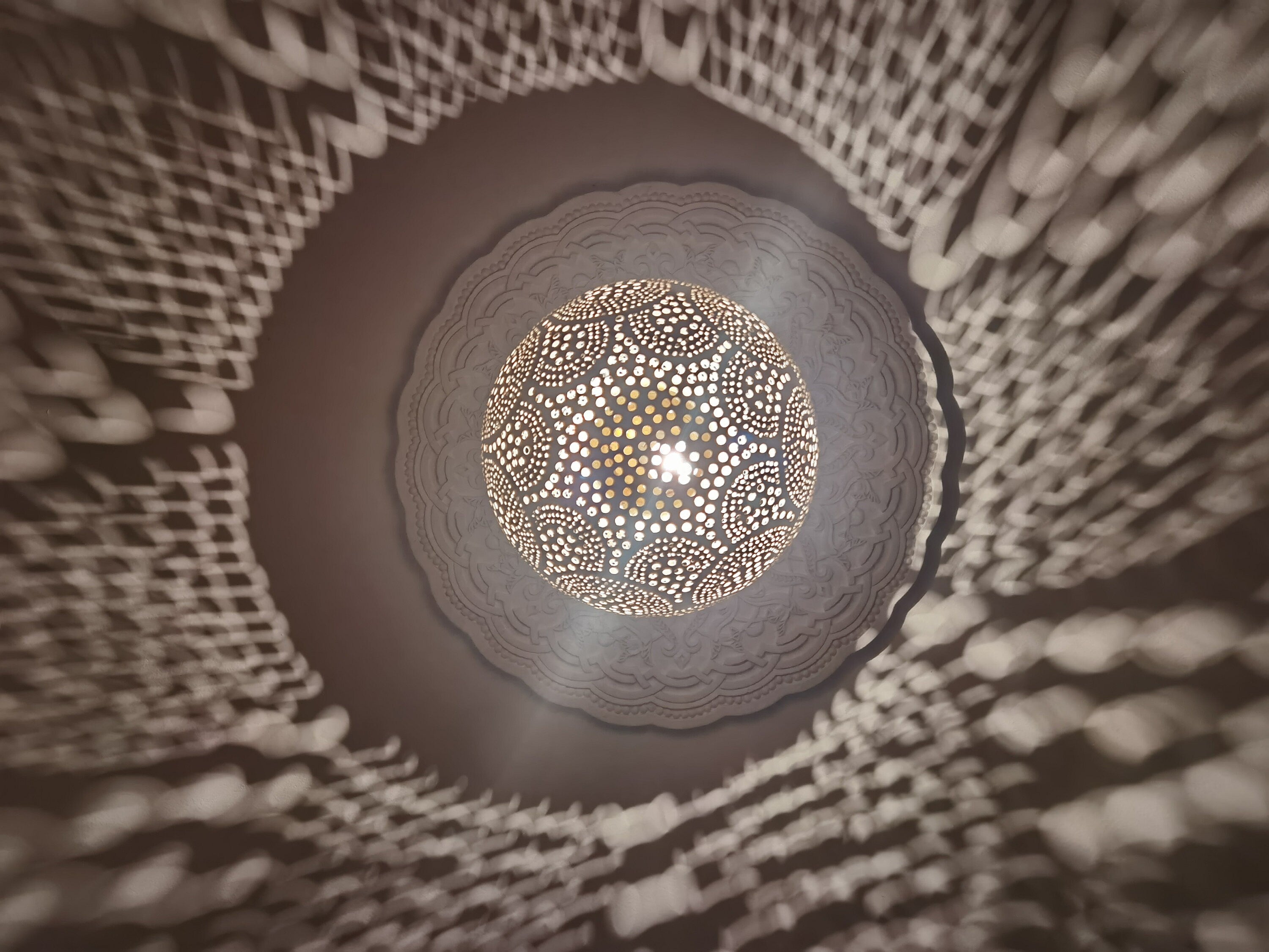 Moroccan Brass Pendant Light: Handmade Pierced Ceiling Lamp
