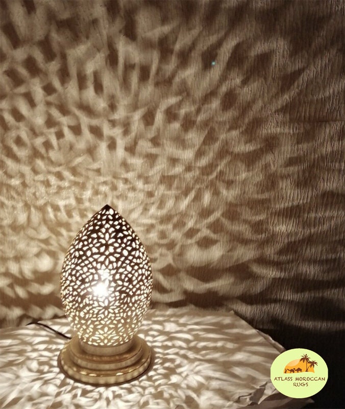 Handmade Moroccan Table Lamp: Brass Copper Pendant Light