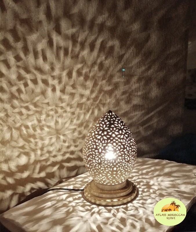 Handmade Moroccan Table Lamp: Brass Copper Pendant Light