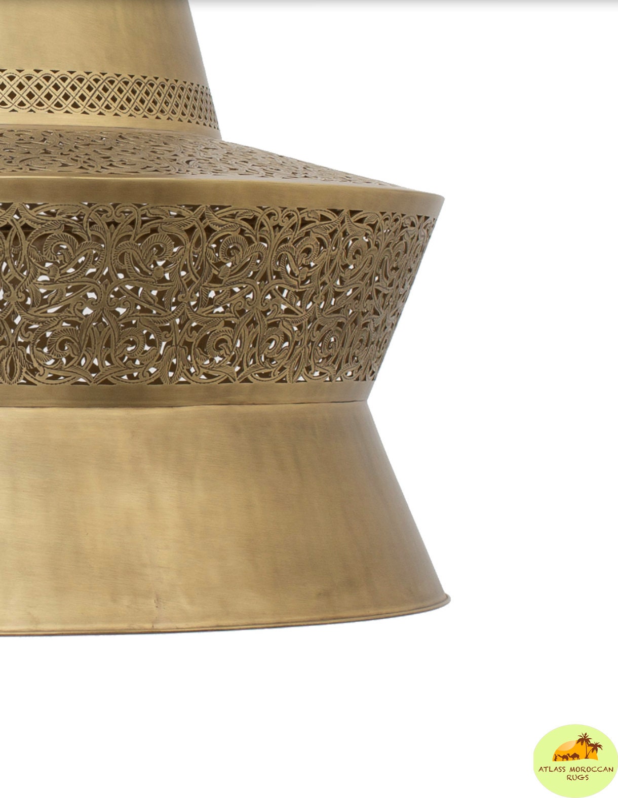 Hand Hammered Moroccan Pendant Light: Golden Brass Home Decor