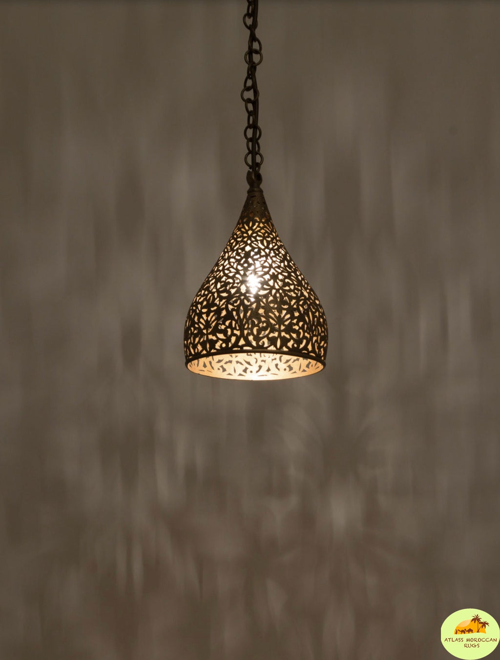 Hand Hammered Brass Moroccan Pendant Light - Cone Fixture