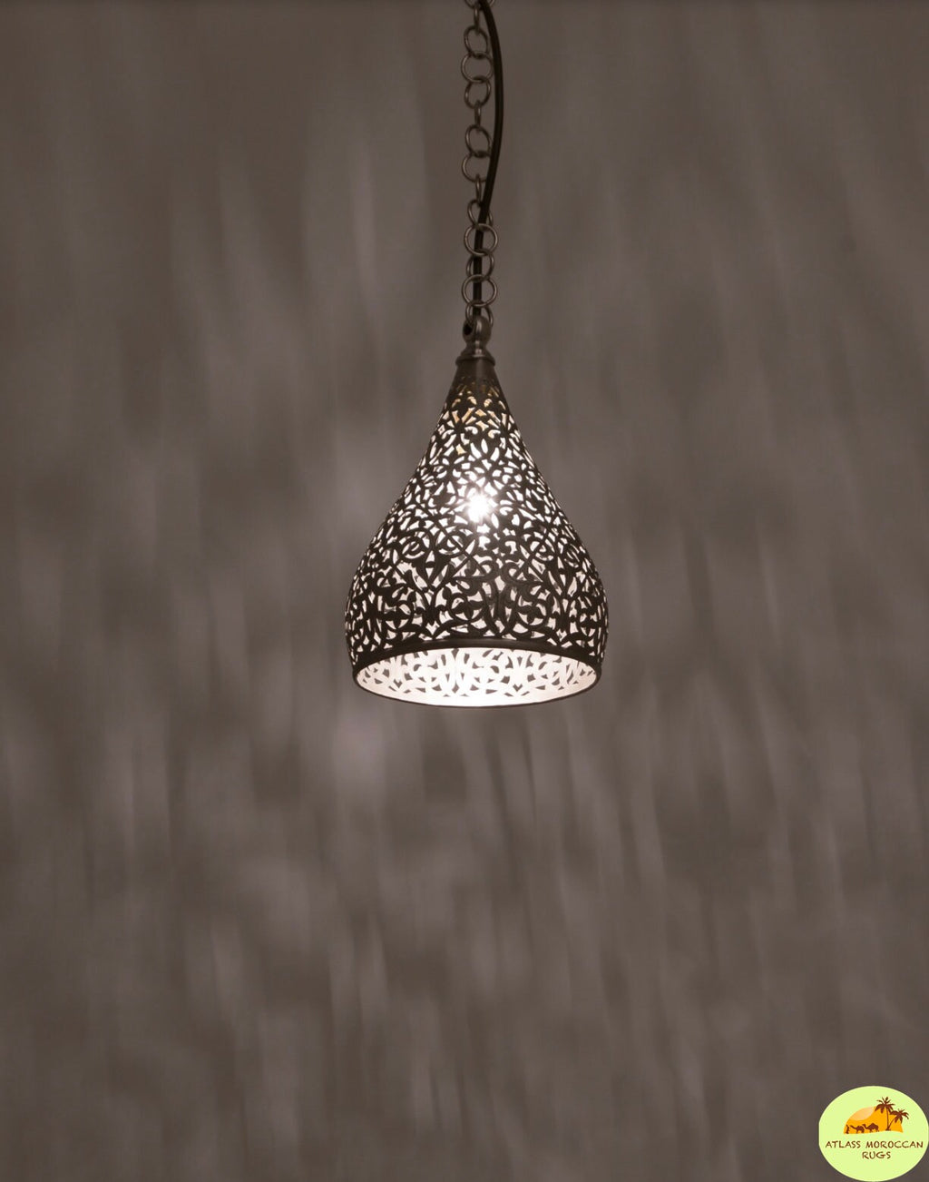 Hand Hammered Brass Moroccan Pendant Light - Cone Fixture
