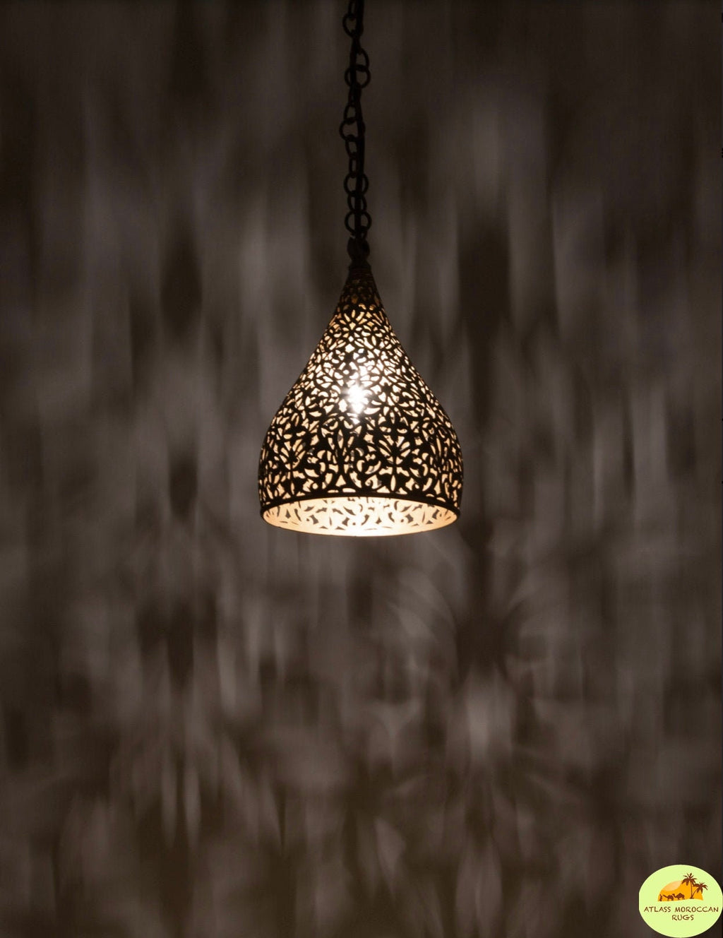 Hand Hammered Brass Moroccan Pendant Light - Cone Fixture