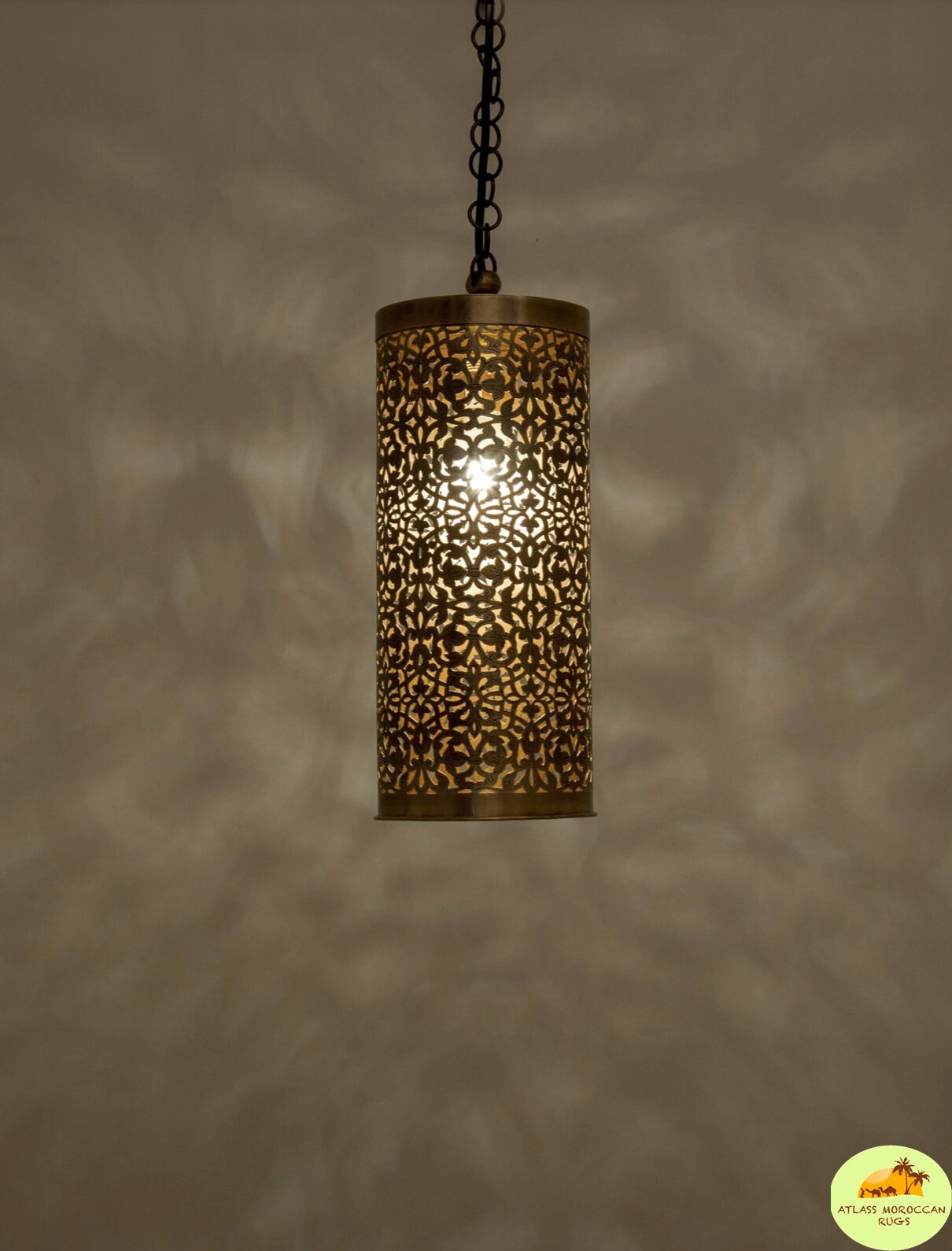 Hand Hammered Brass Moroccan Pendant Light - Cone Fixture