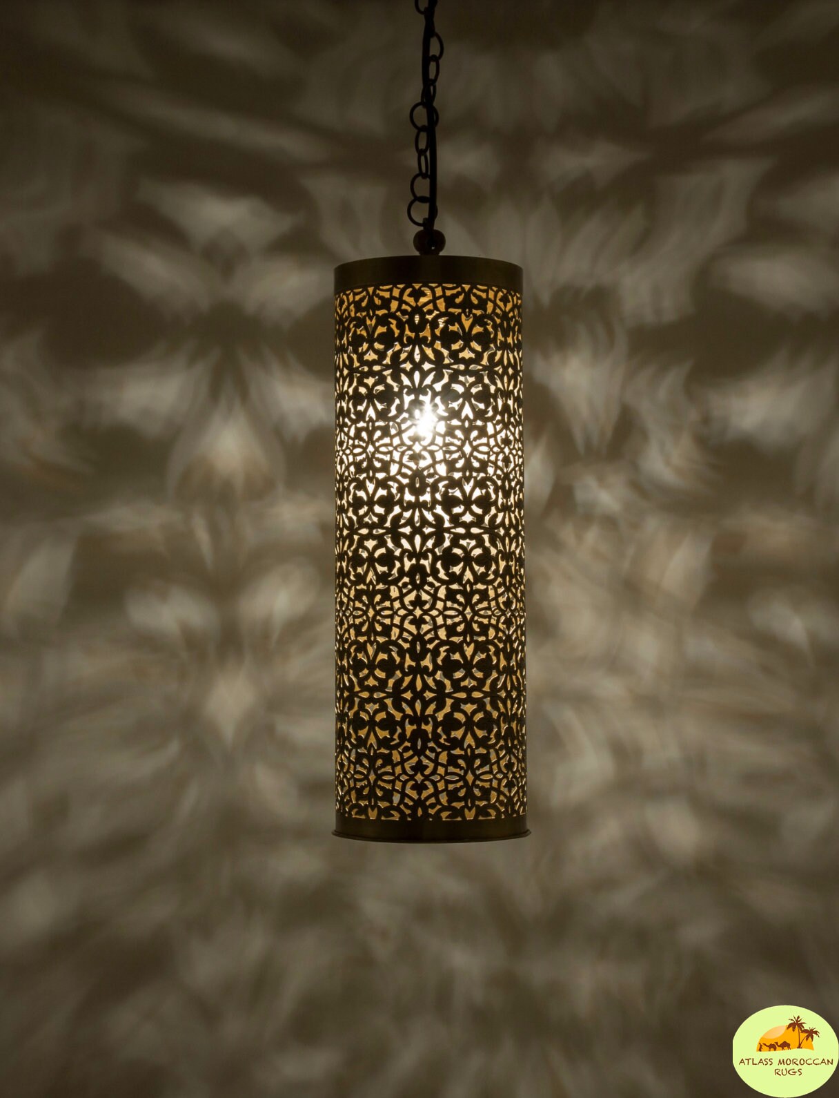 Hand Hammered Brass Moroccan Pendant Light - Cone Fixture