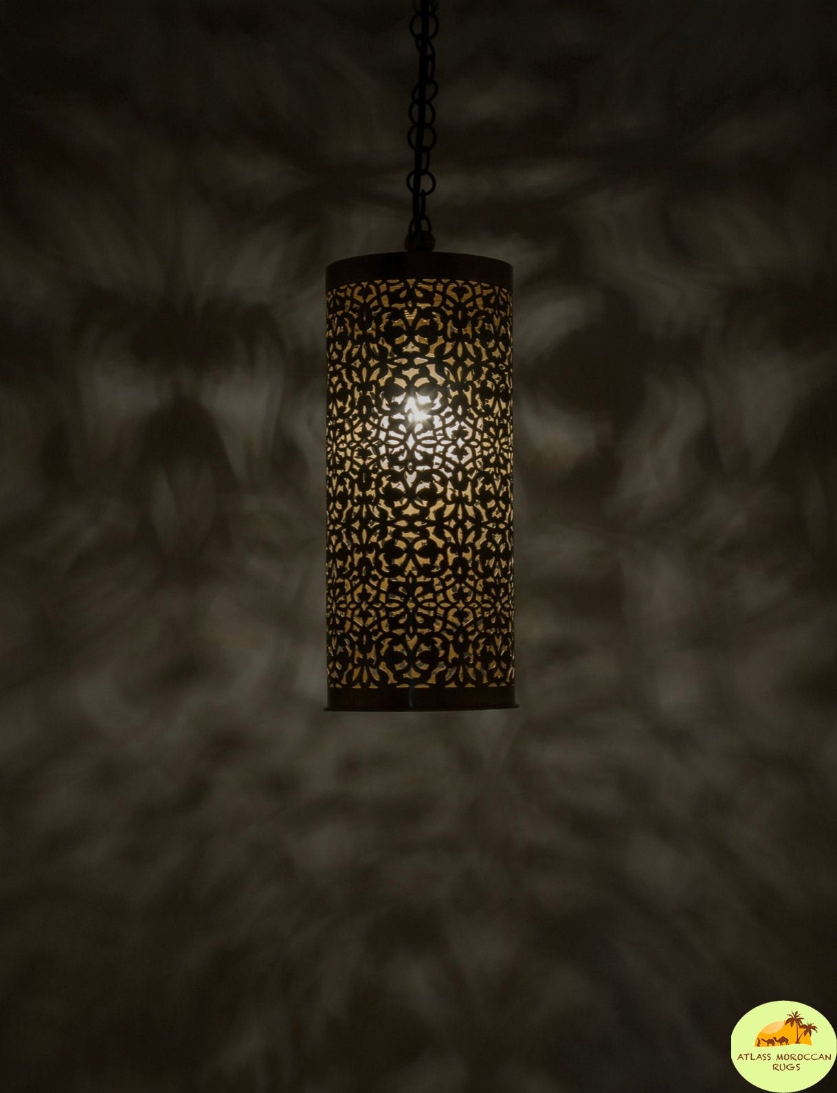 Hand Hammered Brass Moroccan Pendant Light - Cone Fixture