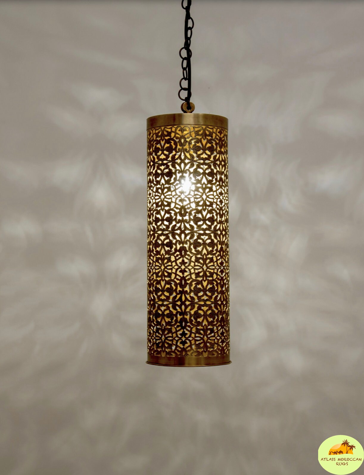 Hand Hammered Brass Moroccan Pendant Light - Cone Fixture