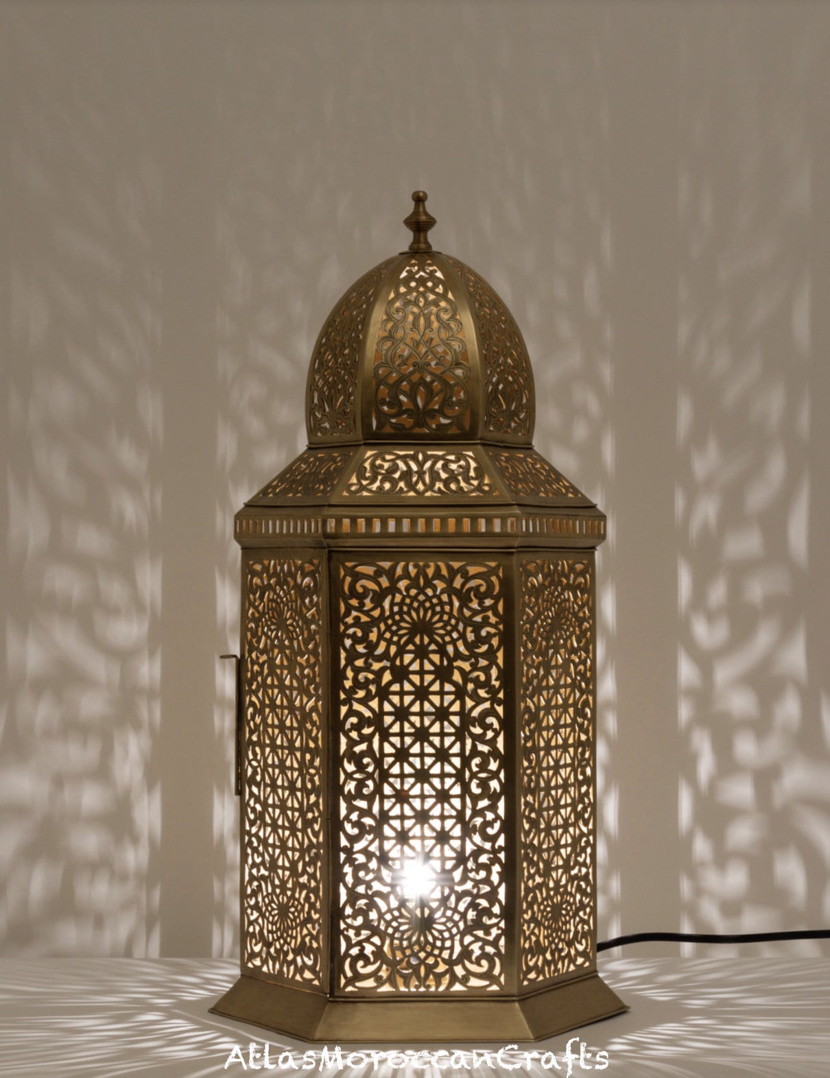 Handmade Brass Moroccan Floor Lamp: Vintage Style Lighting