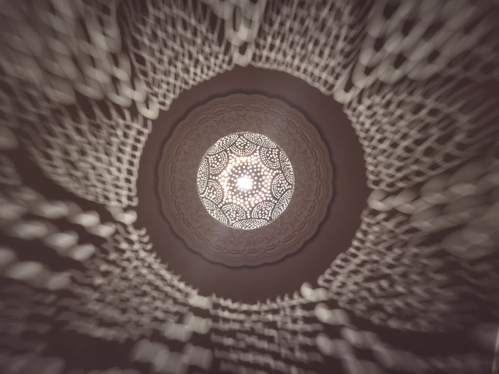 Moroccan Brass Pendant Light: Handmade Pierced Ceiling Lamp