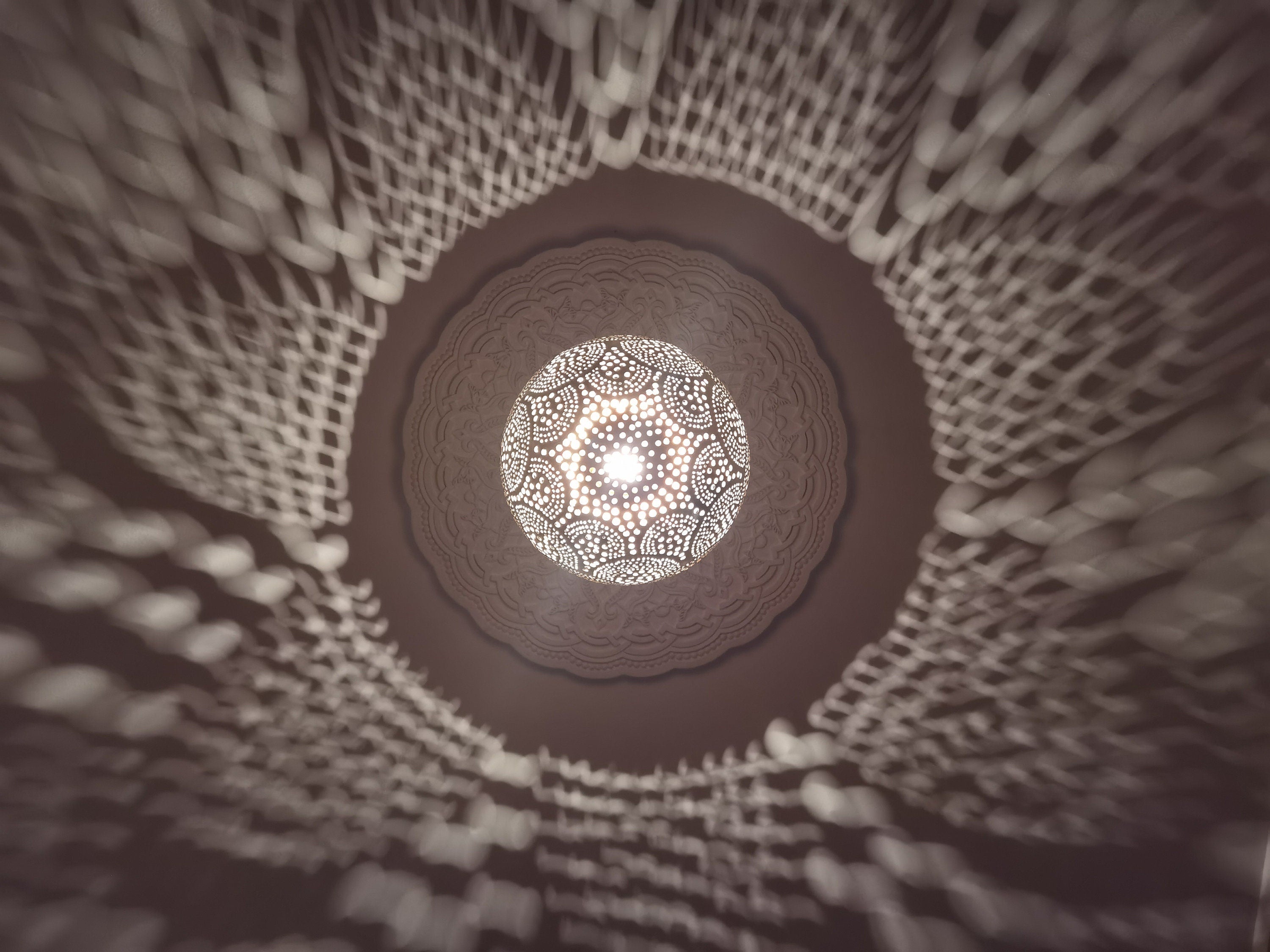 Moroccan Brass Pendant Light: Handmade Pierced Ceiling Lamp