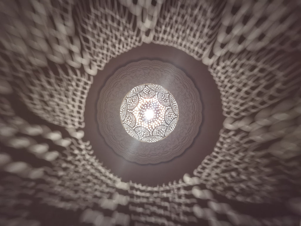 Moroccan Brass Pendant Light: Handmade Pierced Ceiling Lamp
