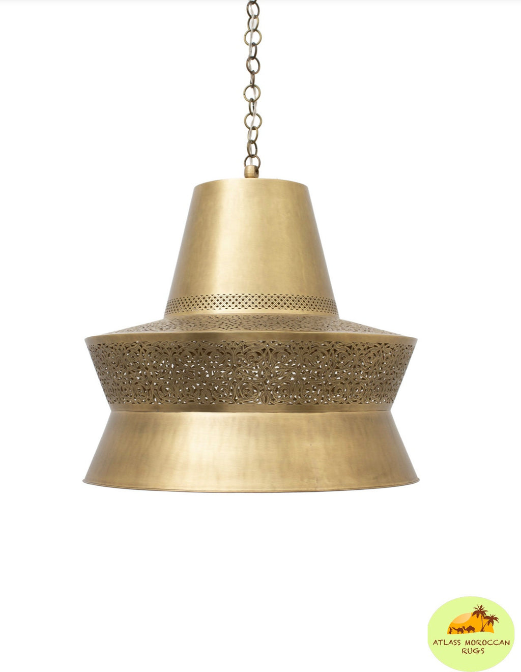 Hand Hammered Moroccan Pendant Light: Golden Brass Home Decor