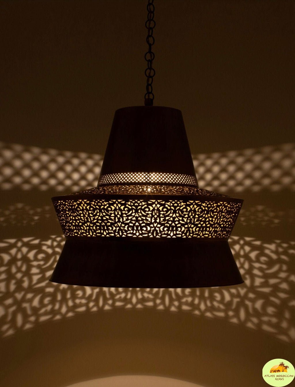 Hand Hammered Moroccan Pendant Light: Golden Brass Home Decor
