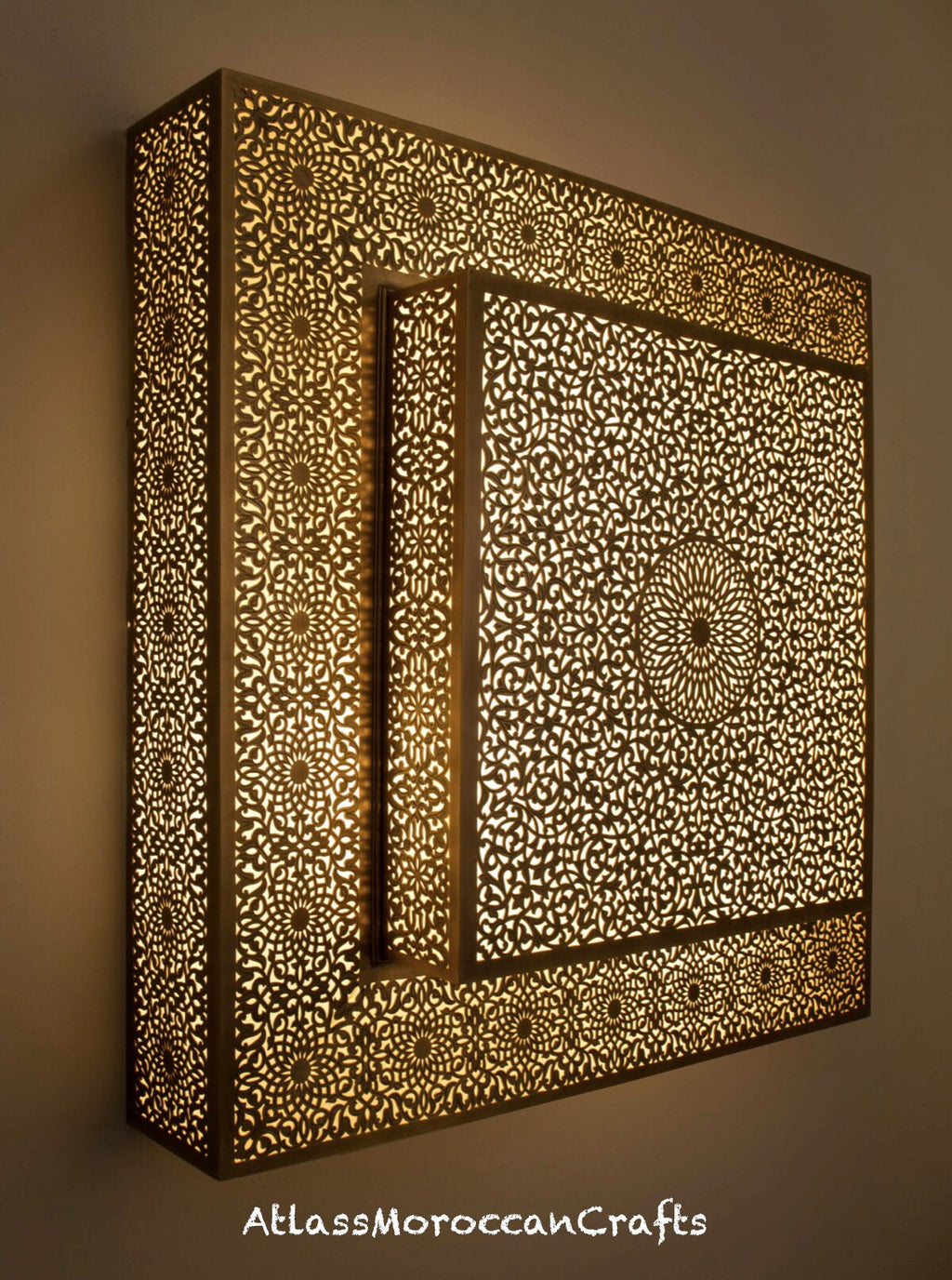Handmade Moroccan Brass Wall Lamp: Boho Light Decor