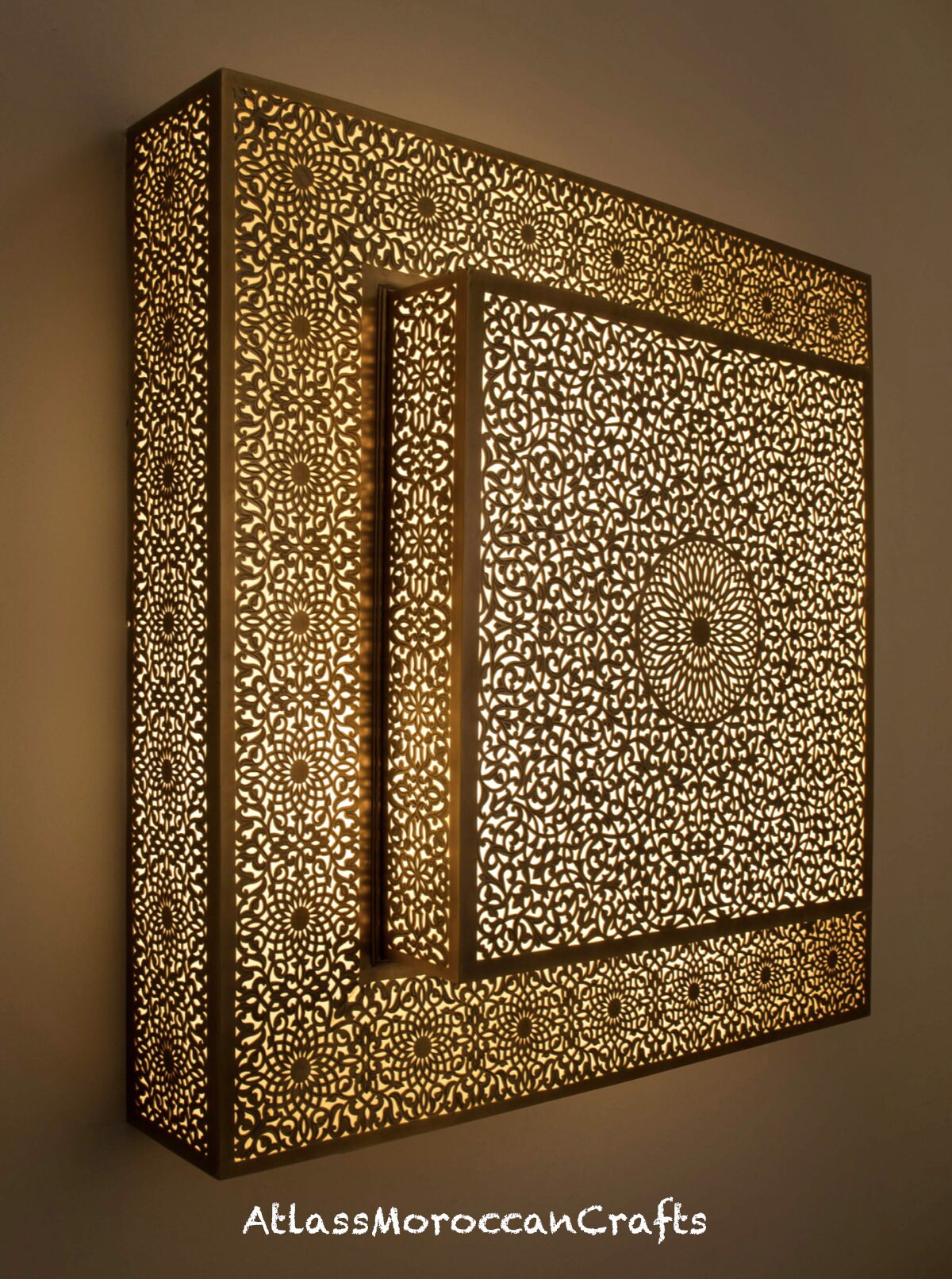 Handmade Moroccan Brass Wall Lamp: Boho Light Decor