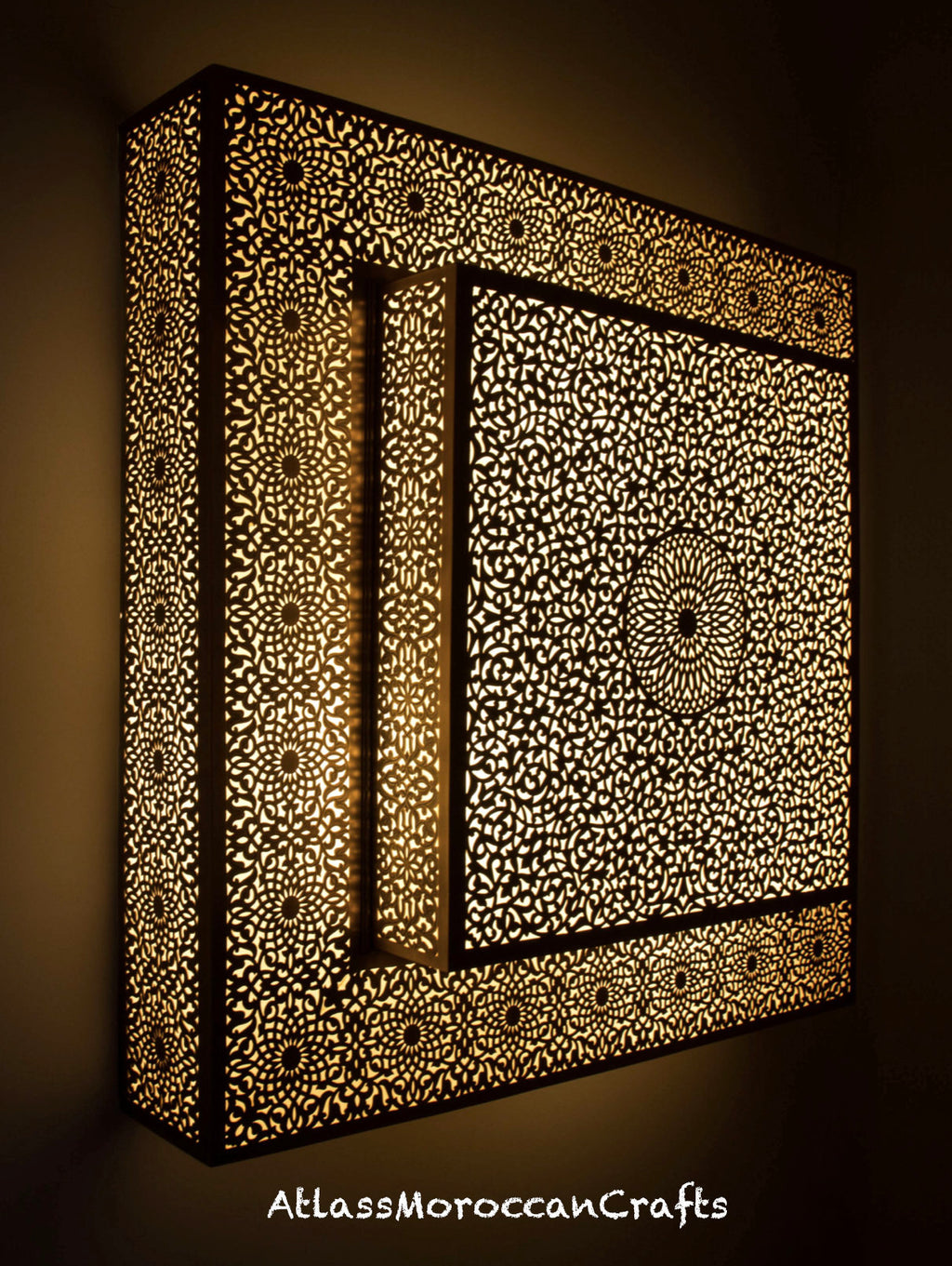 Handmade Moroccan Brass Wall Lamp: Boho Light Decor