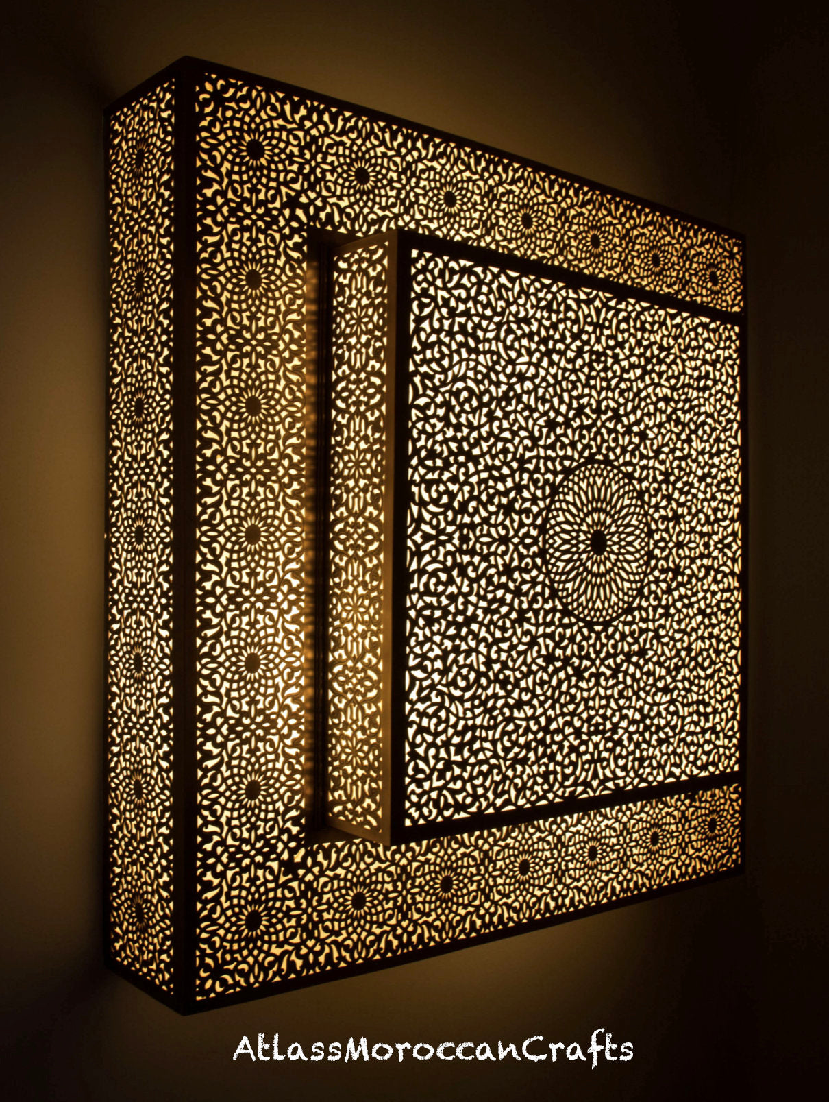 Handmade Moroccan Brass Wall Lamp: Boho Light Decor
