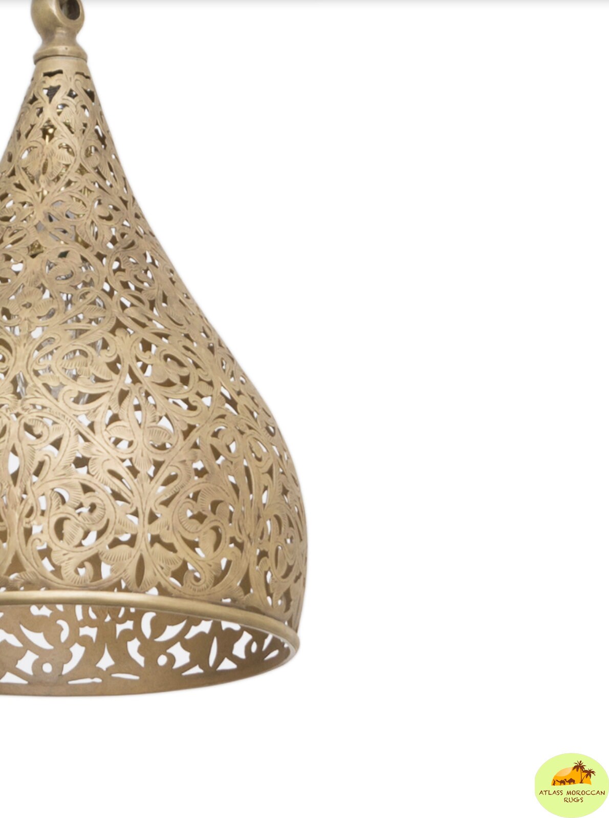 Hand Hammered Brass Moroccan Pendant Light - Cone Fixture