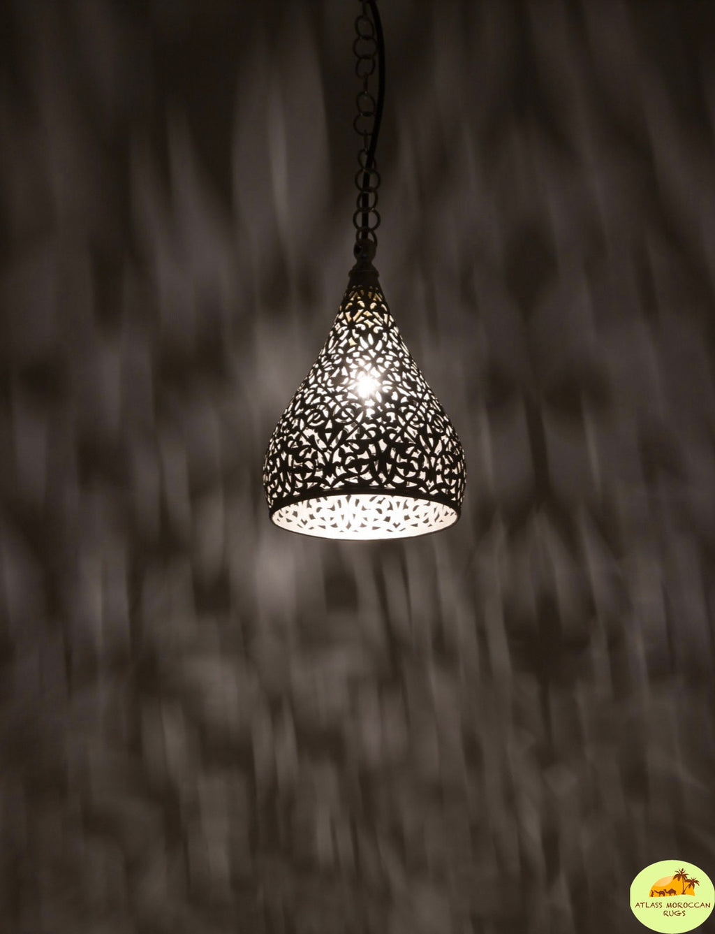 Hand Hammered Brass Moroccan Pendant Light - Cone Fixture
