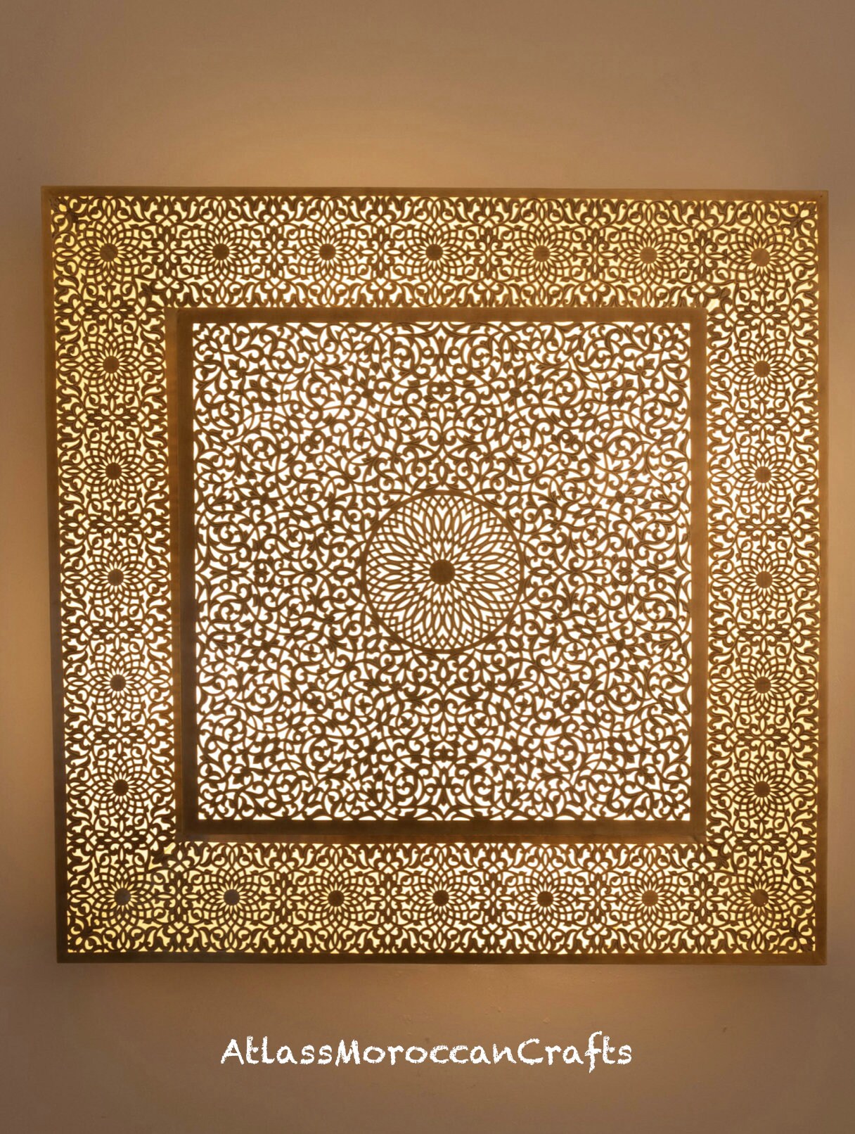 Handmade Moroccan Brass Wall Lamp: Boho Light Decor