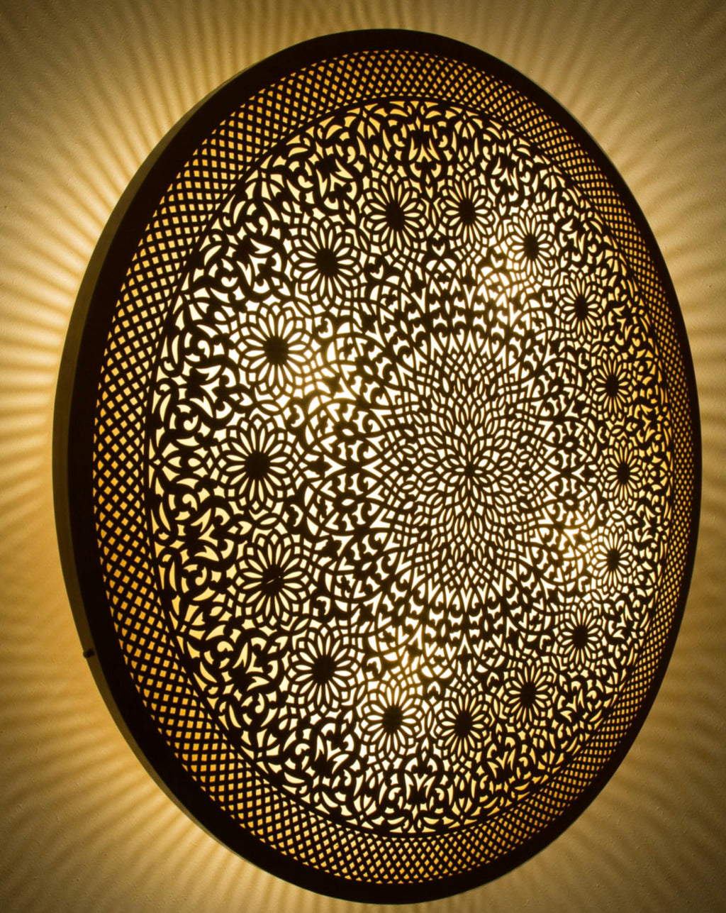 Handmade Moroccan Copper Wall Light: Floral Night Light Lampshade