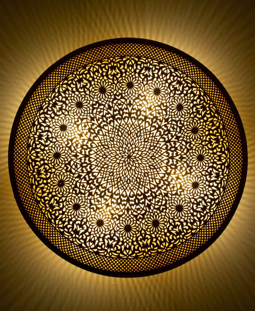 Handmade Moroccan Copper Wall Light: Floral Night Light Lampshade