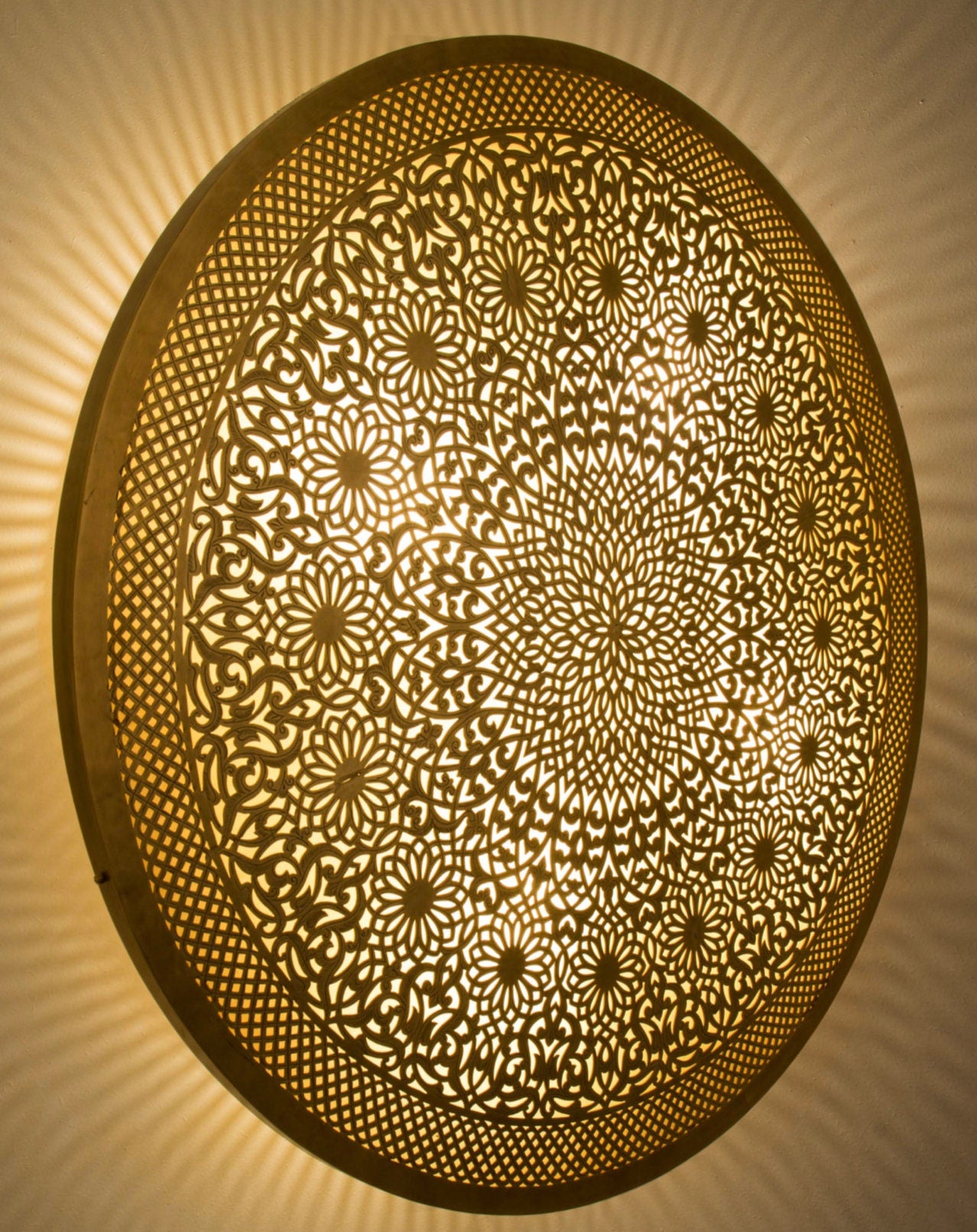 Handmade Moroccan Copper Wall Light: Floral Night Light Lampshade