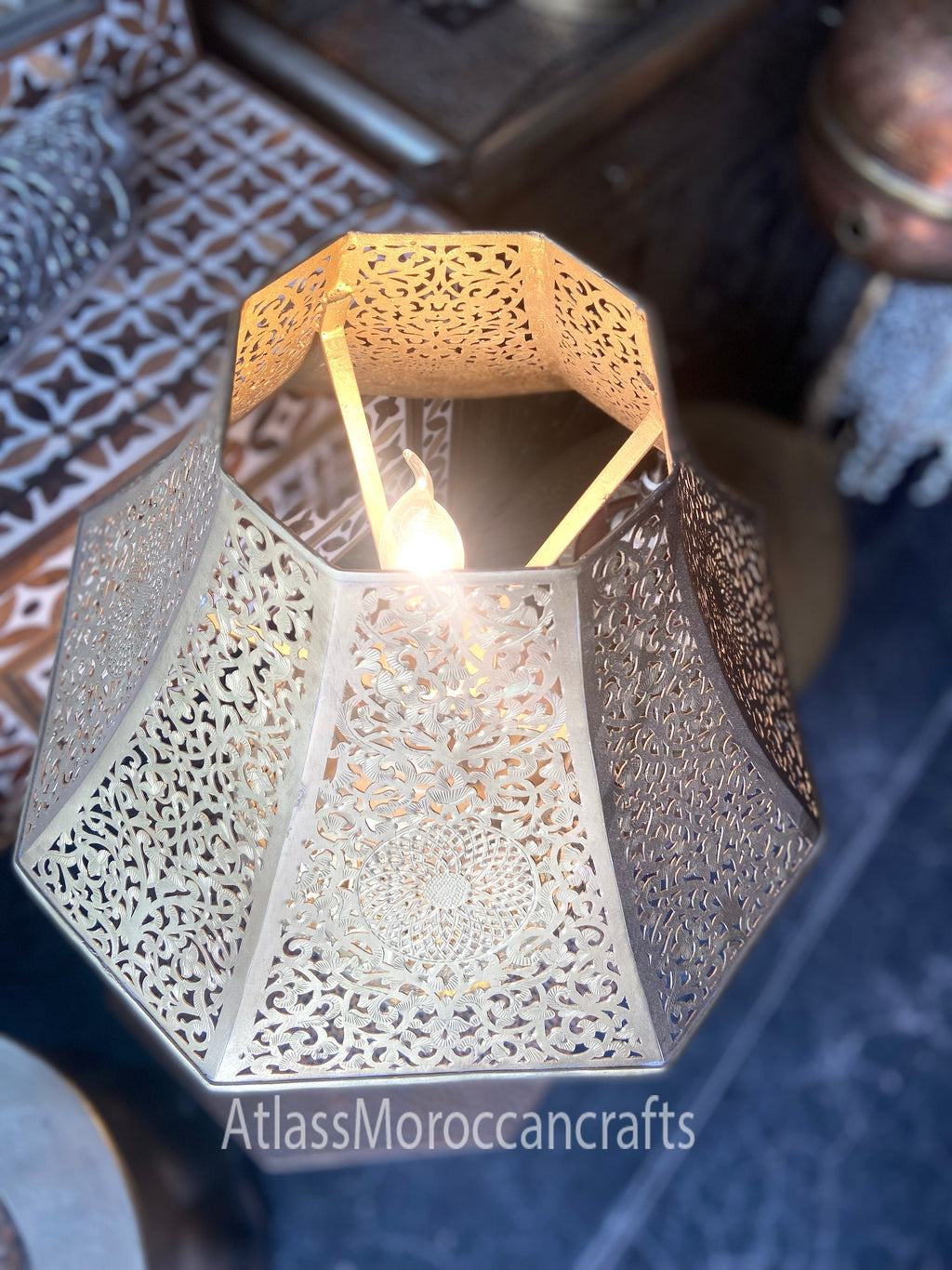 Handmade Brass Moroccan Lamp: Elegant Floor Lighting