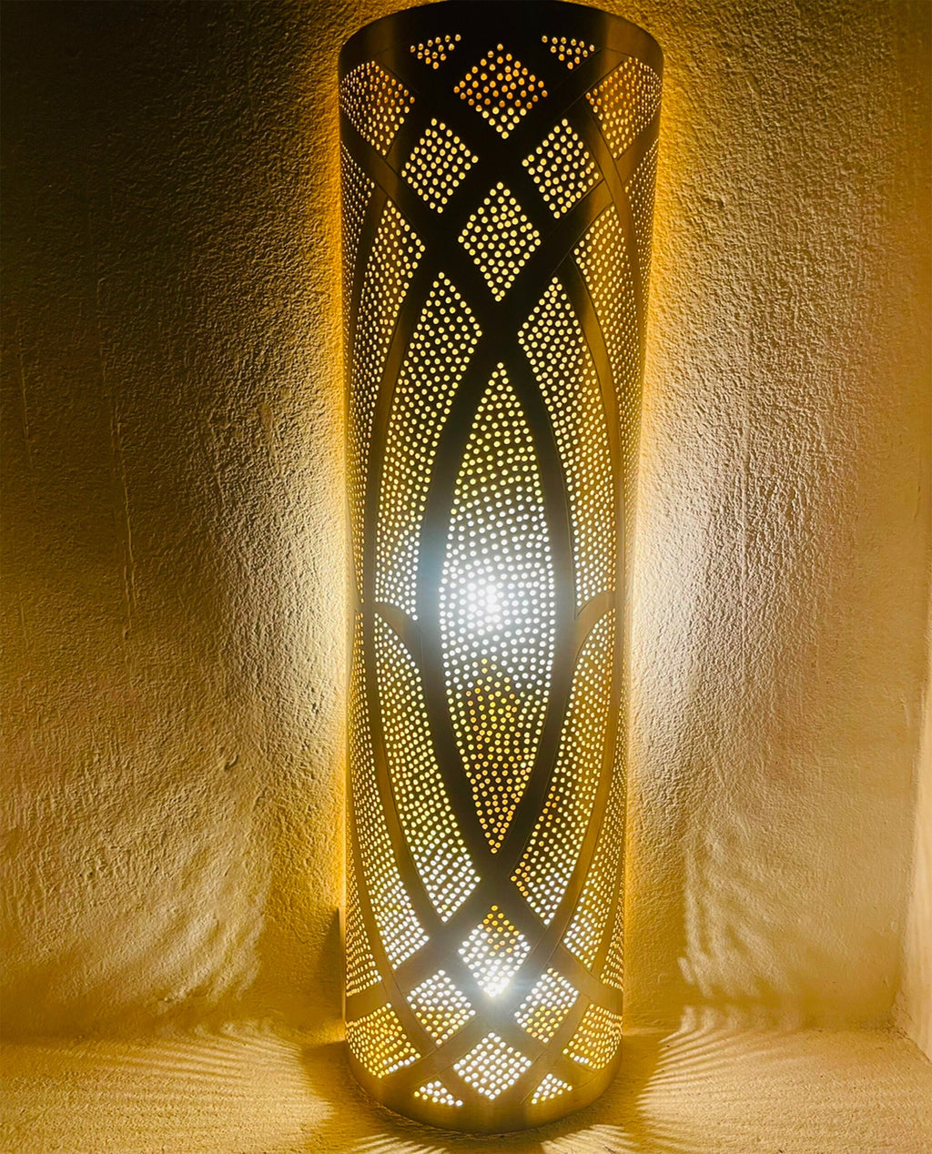 Handmade Moroccan Brass Wall Sconce: Intricate Patterned Lighting Creates Ambiance