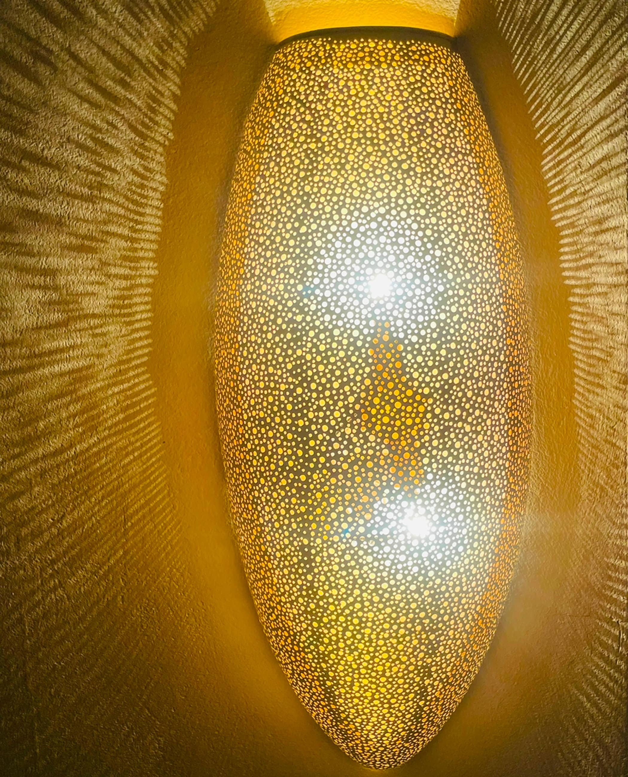 Handmade Brass Wall Lamp: Moroccan Hammered Light