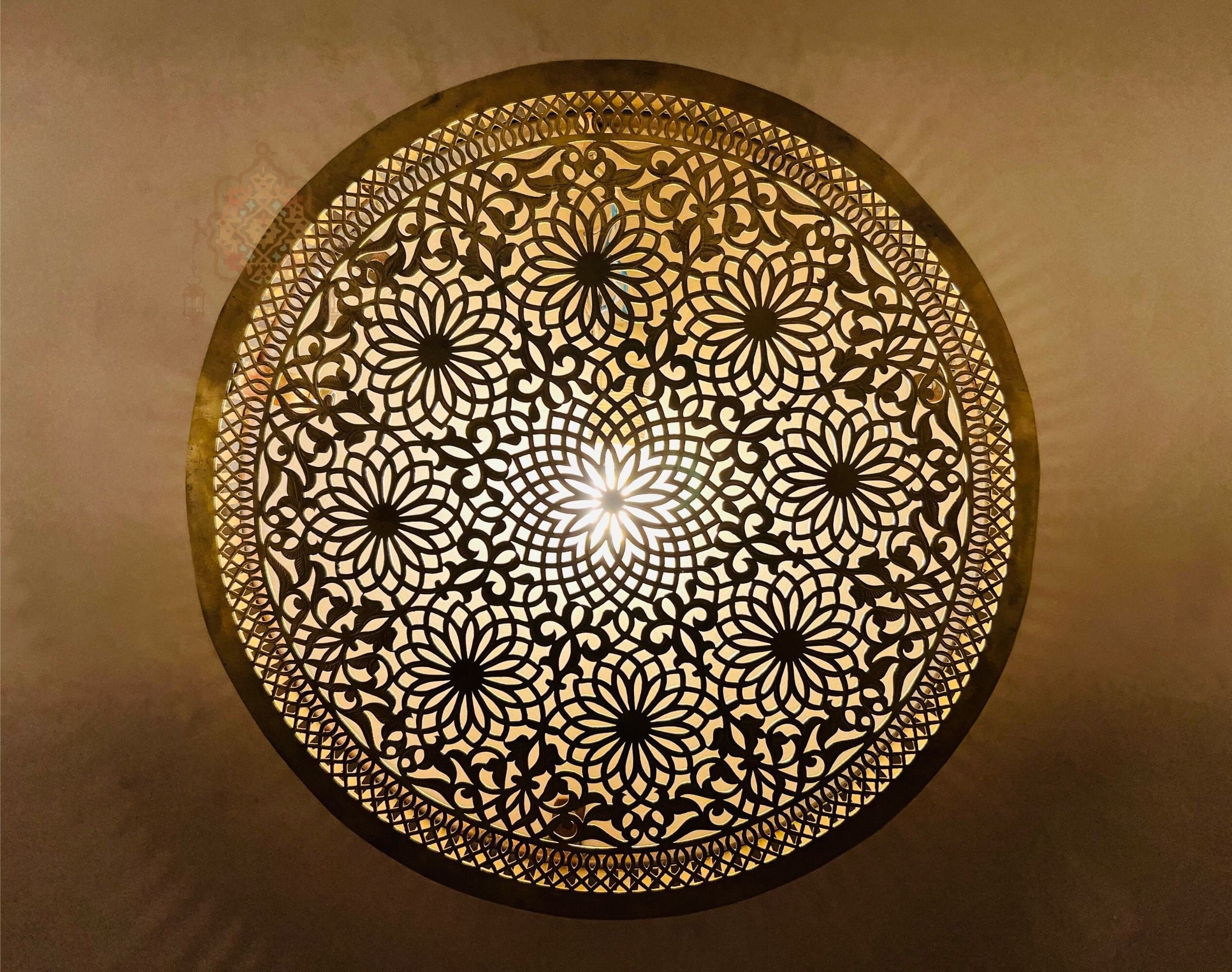 Handmade Brass Ceiling Light: Moroccan Pendant Fixture
