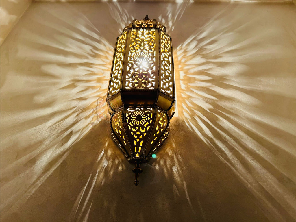 Handmade Brass Moroccan Wall Sconce: Elegant Floral Wall Light