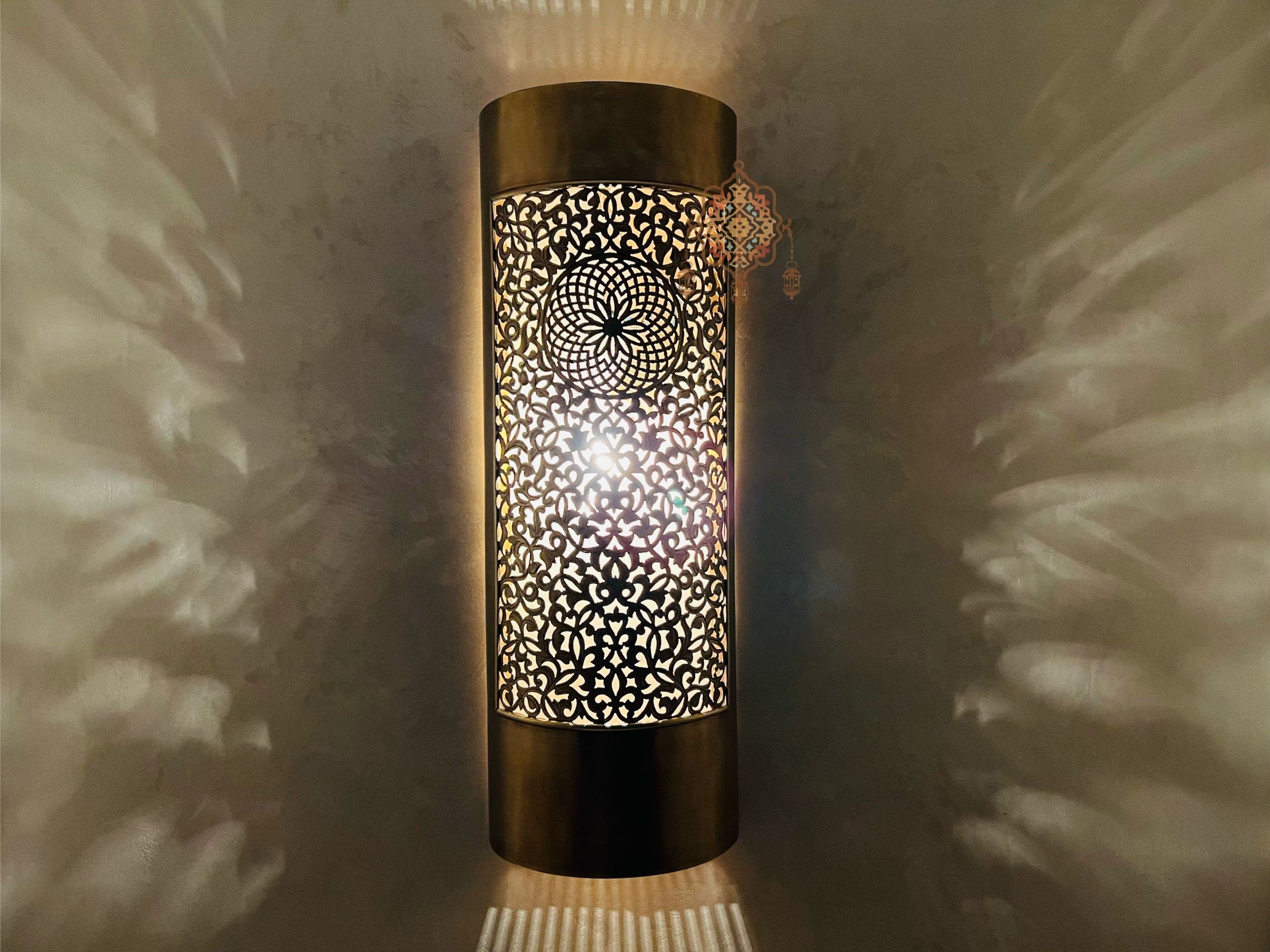 Set of 2 Moroccan Wall Lights: Handmade Brass Sconces