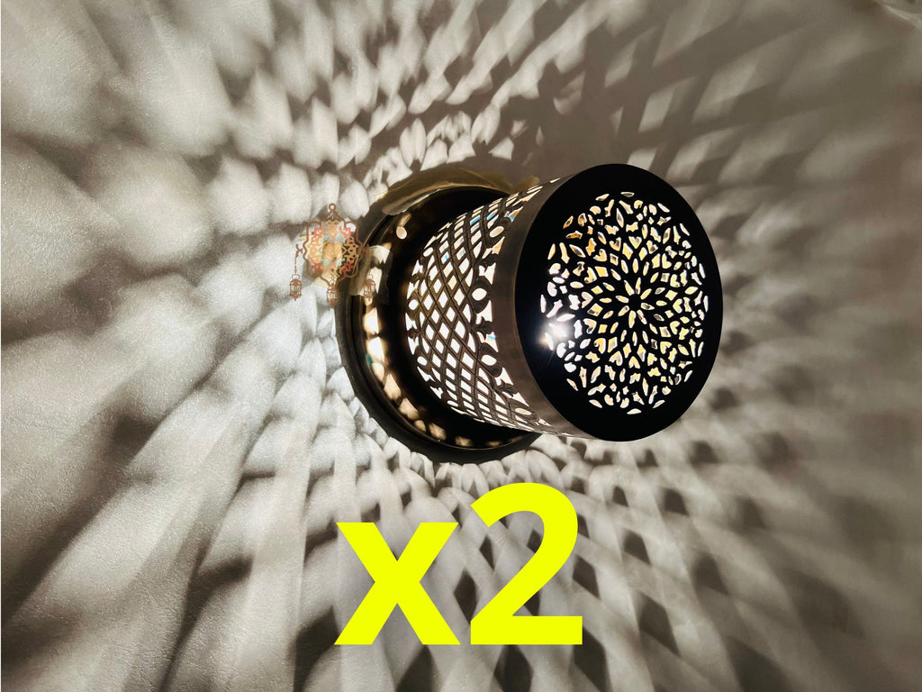 Set of 2 Moroccan Brass Spotlight Covers: Handmade Lamp