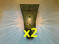 Set of 2 Moroccan Brass Wall Lamps: Handmade Interior Lighting