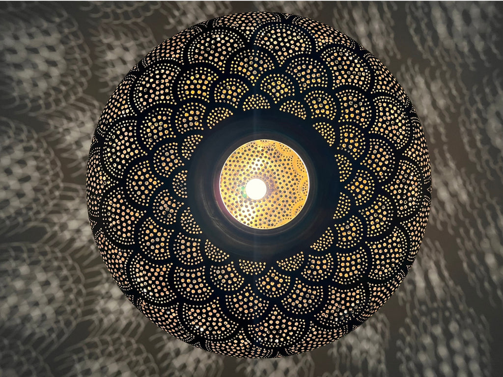 Handcrafted Moroccan Brass Pendant Light: Rustic Copper Ceiling Lamp