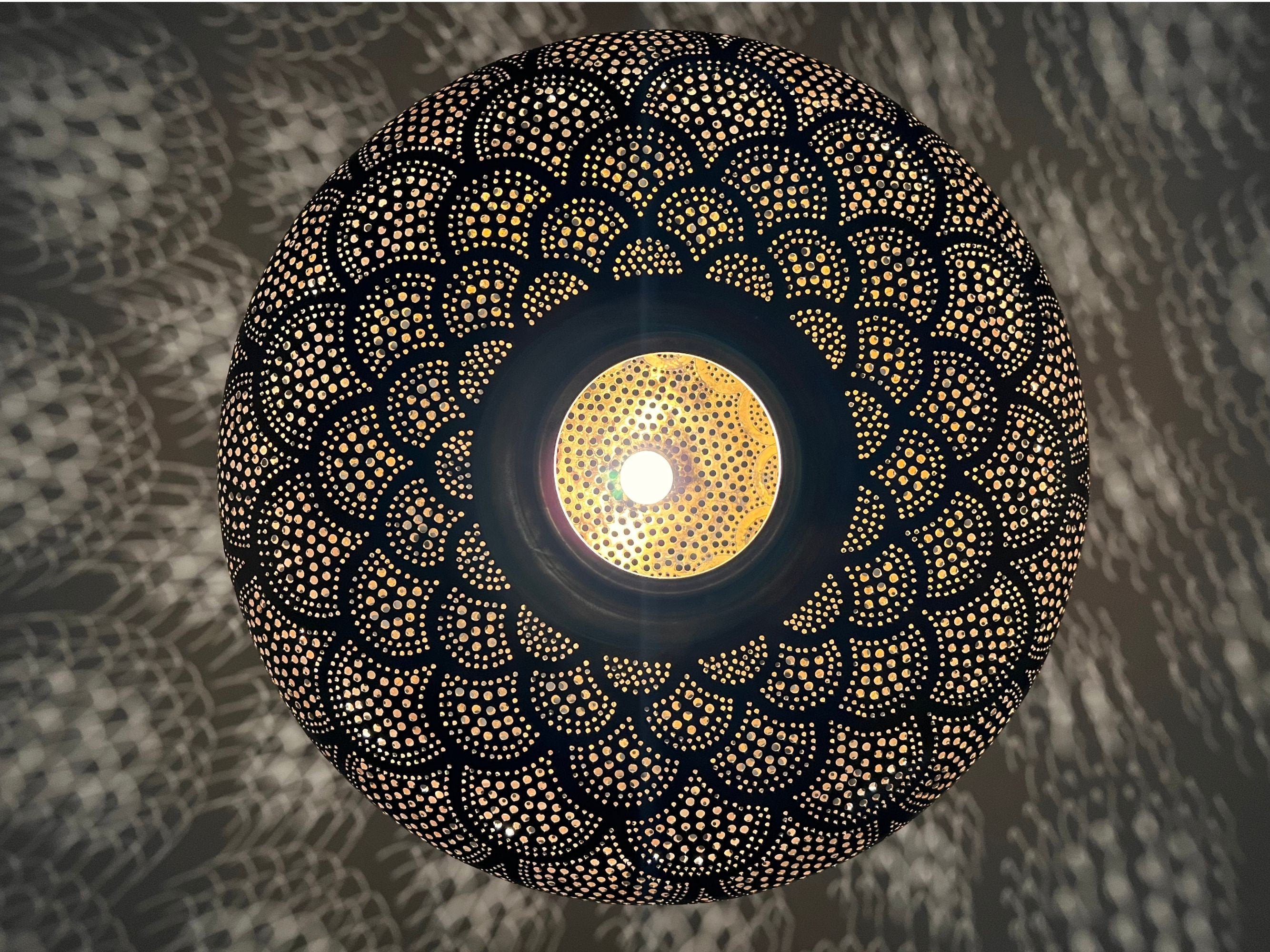 Handcrafted Moroccan Brass Pendant Light: Rustic Copper Ceiling Lamp