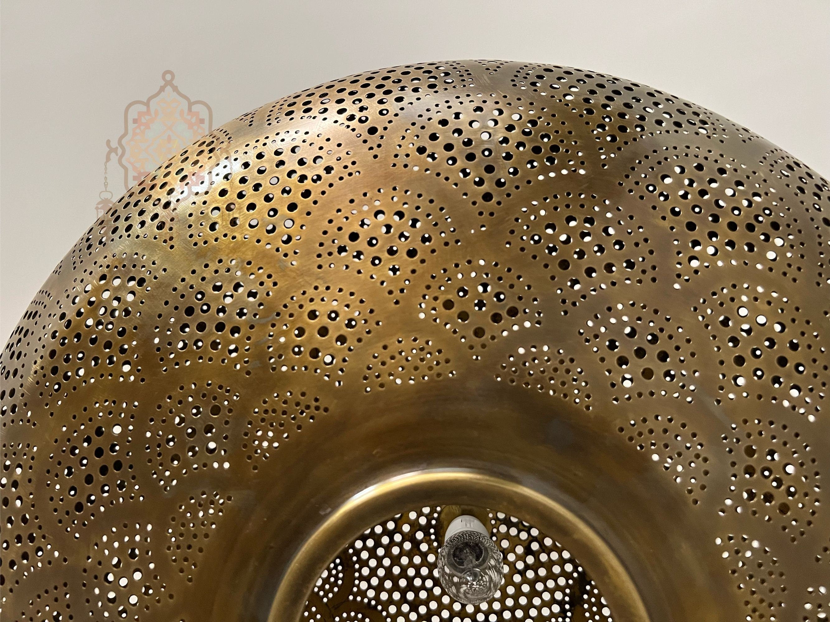 Handcrafted Moroccan Brass Pendant Light: Rustic Copper Ceiling Lamp