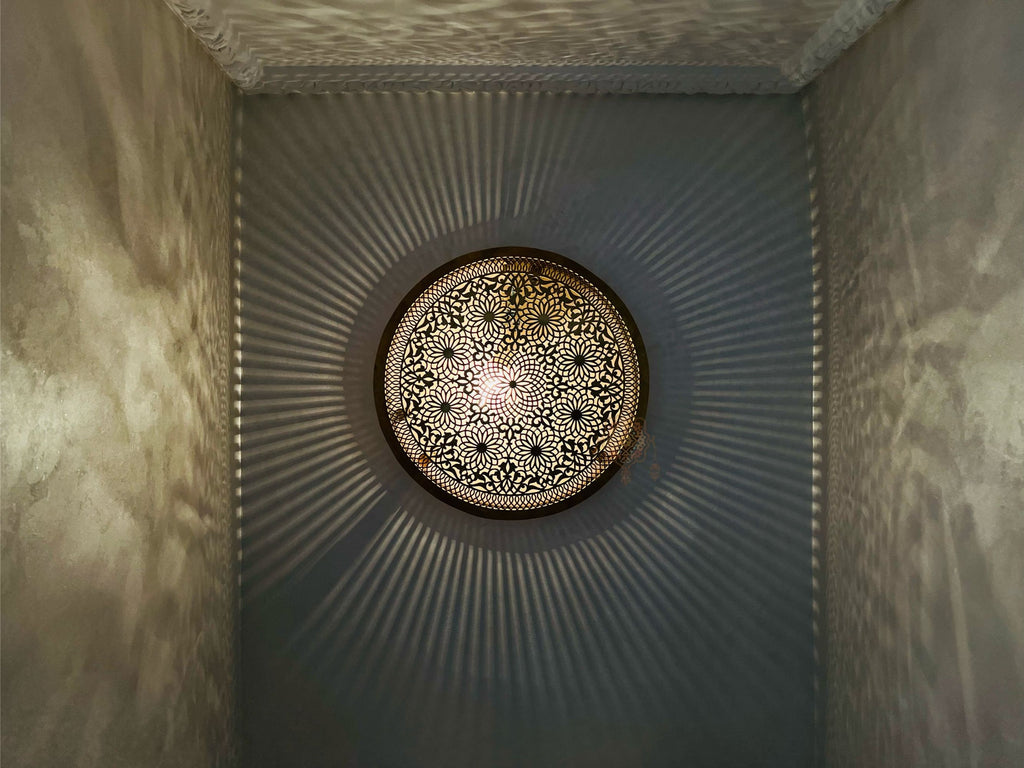 Set of 2 Handmade Moroccan Brass Wall Lamps: Vintage Style