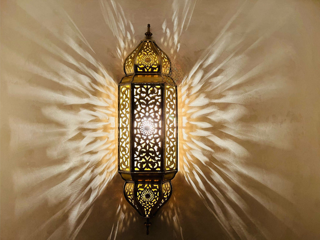 Set of 2 Handmade Moroccan Copper Wall Sconces: Floral Design