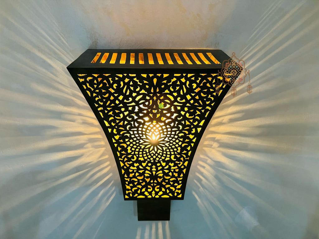 Handcrafted Brass Wall Lamp: Moroccan Artistry Decor