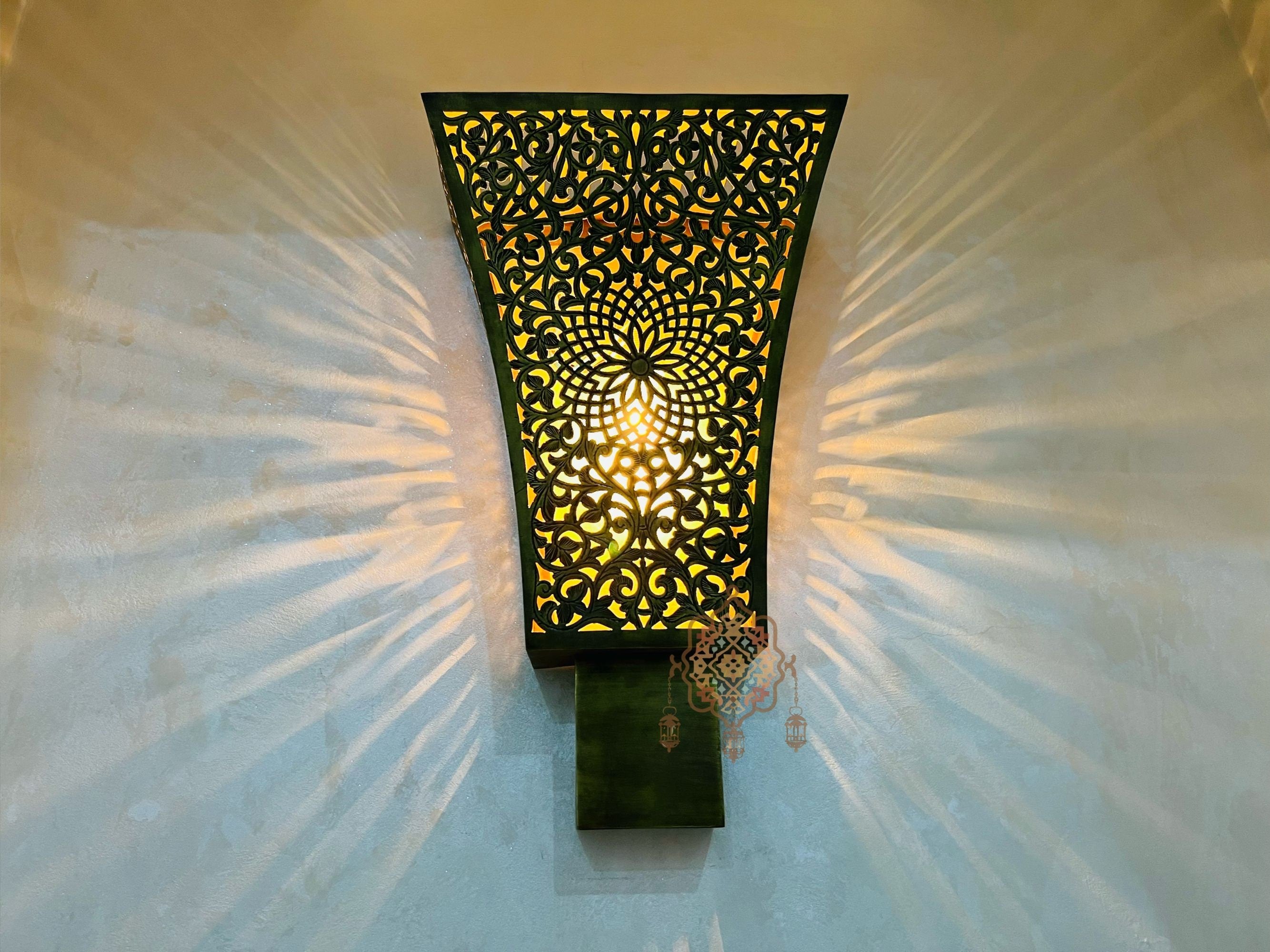 Handcrafted Brass Wall Lamp: Moroccan Artistry Decor