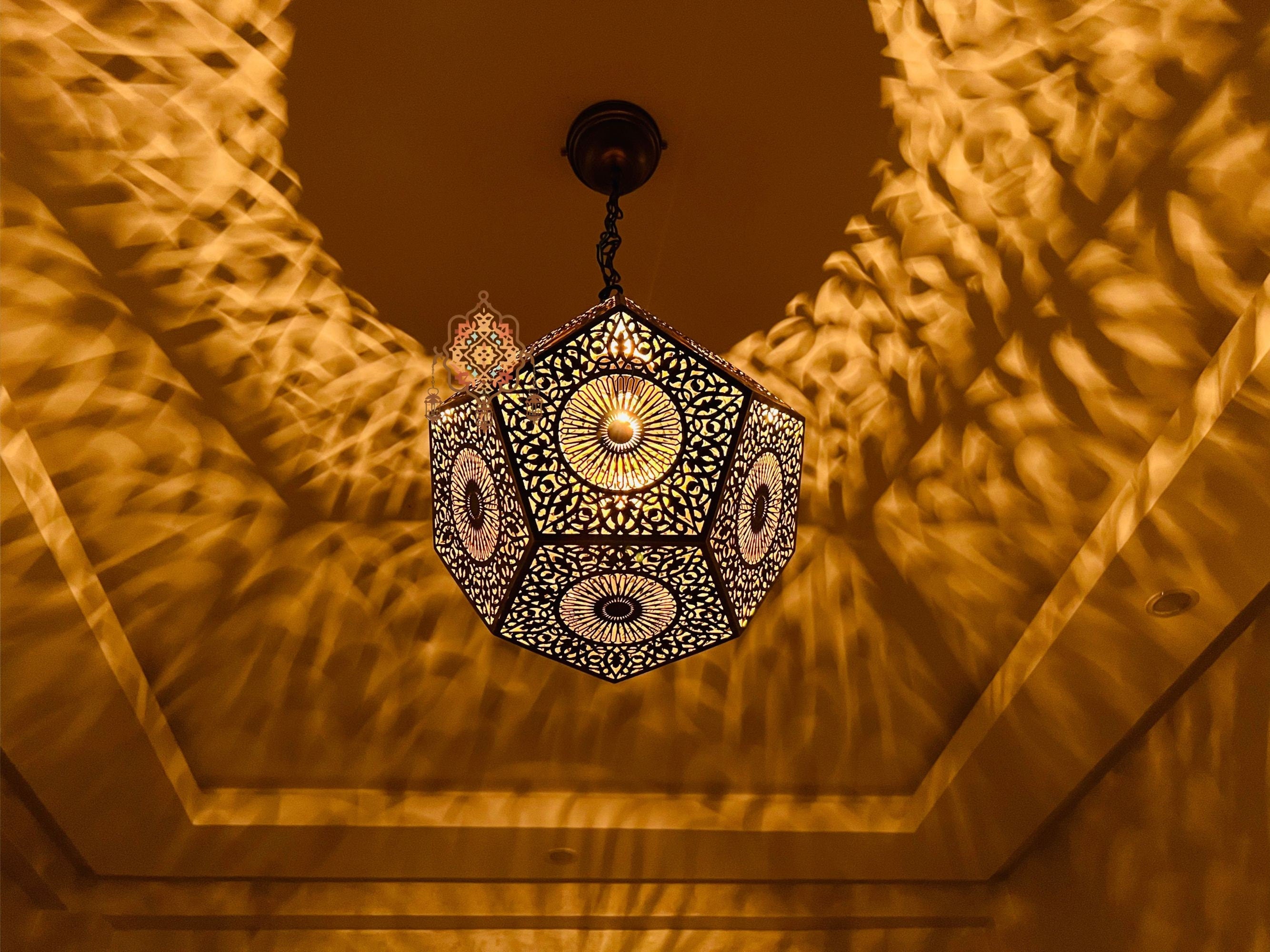 Handcrafted Brass Pendant Lamp: Moroccan Style Lighting