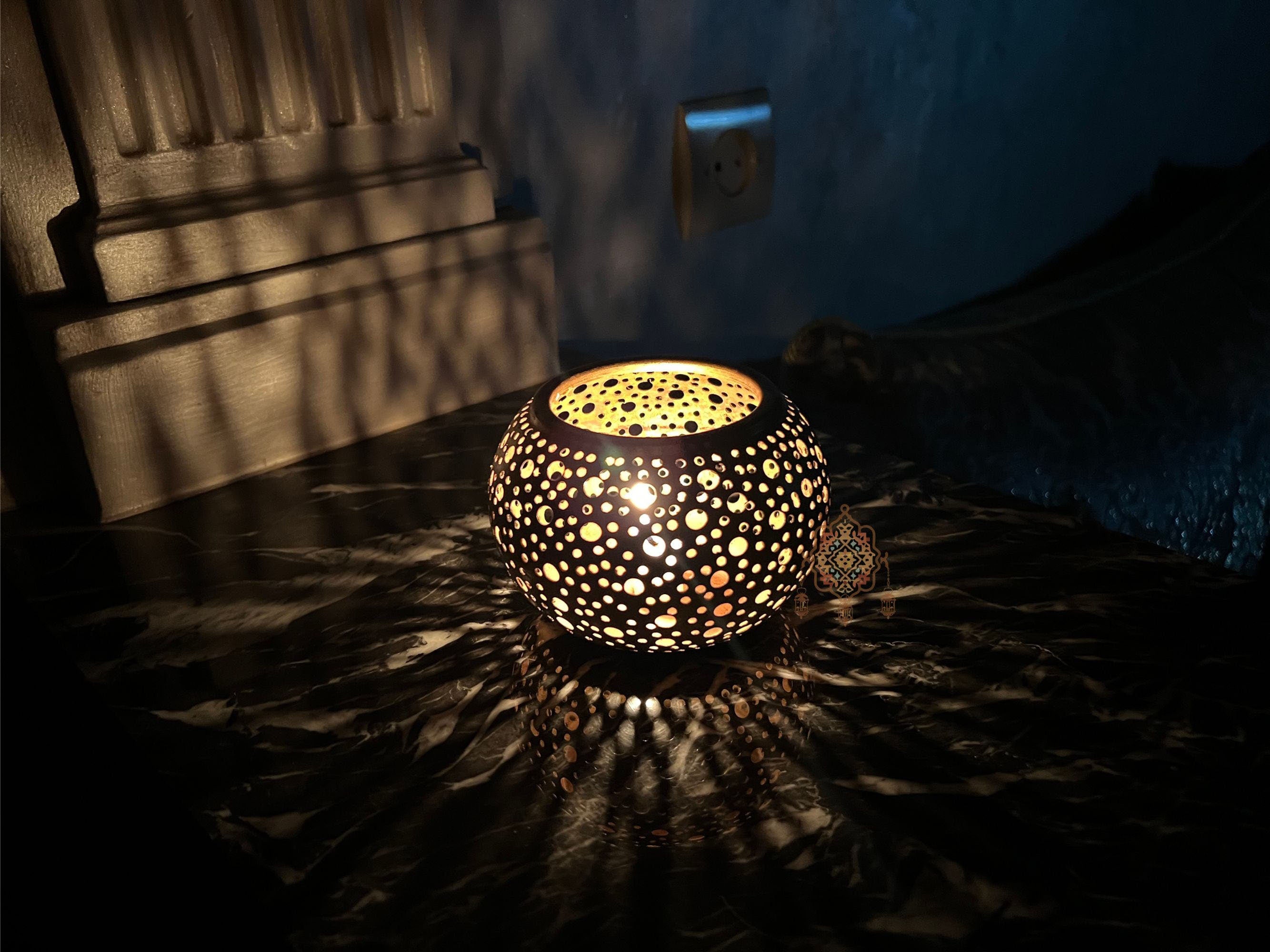 Moroccan Spot, Brass Candle Lamp: Moroccan Home Decor