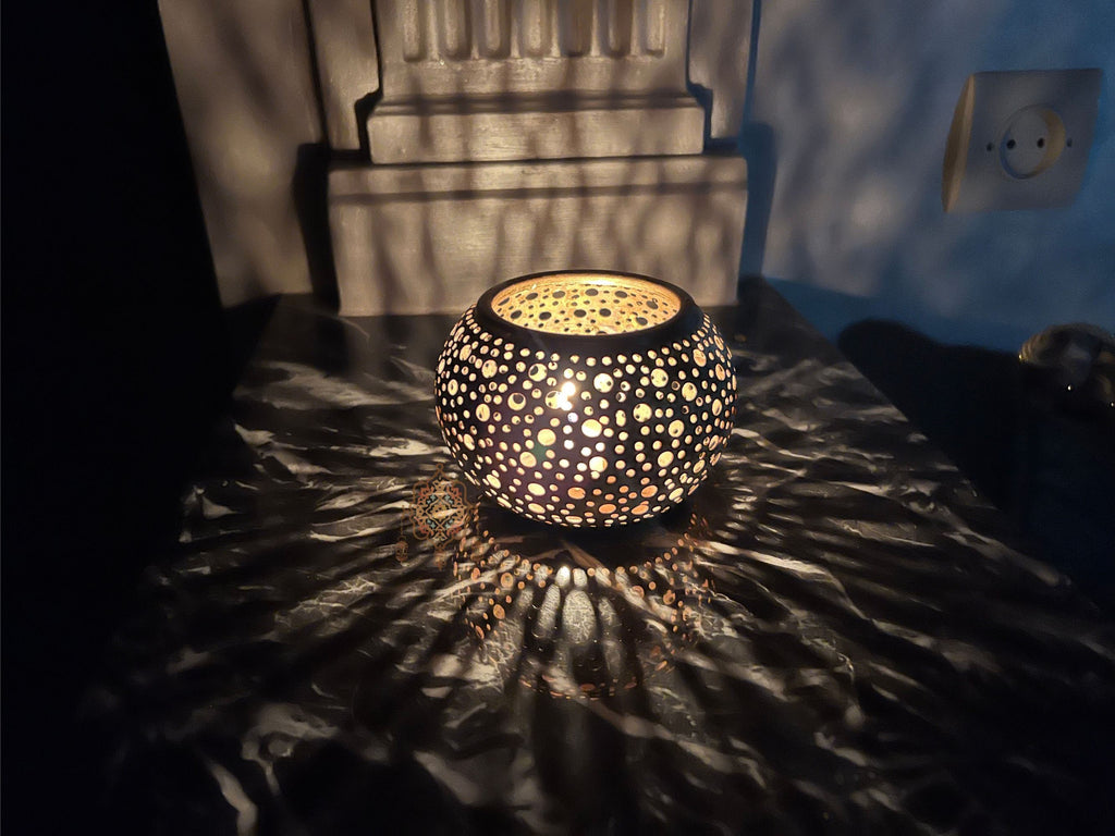 Moroccan Spot, Brass Candle Lamp: Moroccan Home Decor