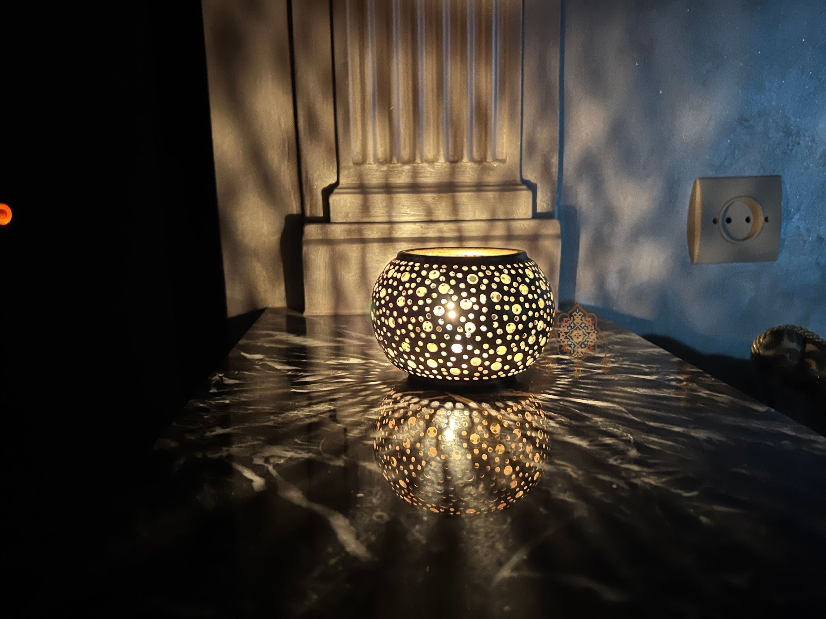 Moroccan Spot, Brass Candle Lamp: Moroccan Home Decor