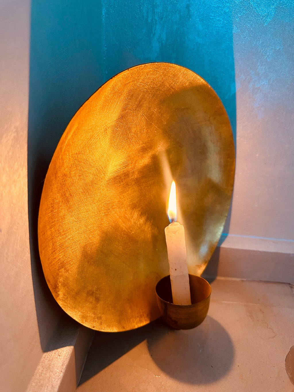 Handmade Brass Moroccan Candle Holder: Golden Hour Lamp