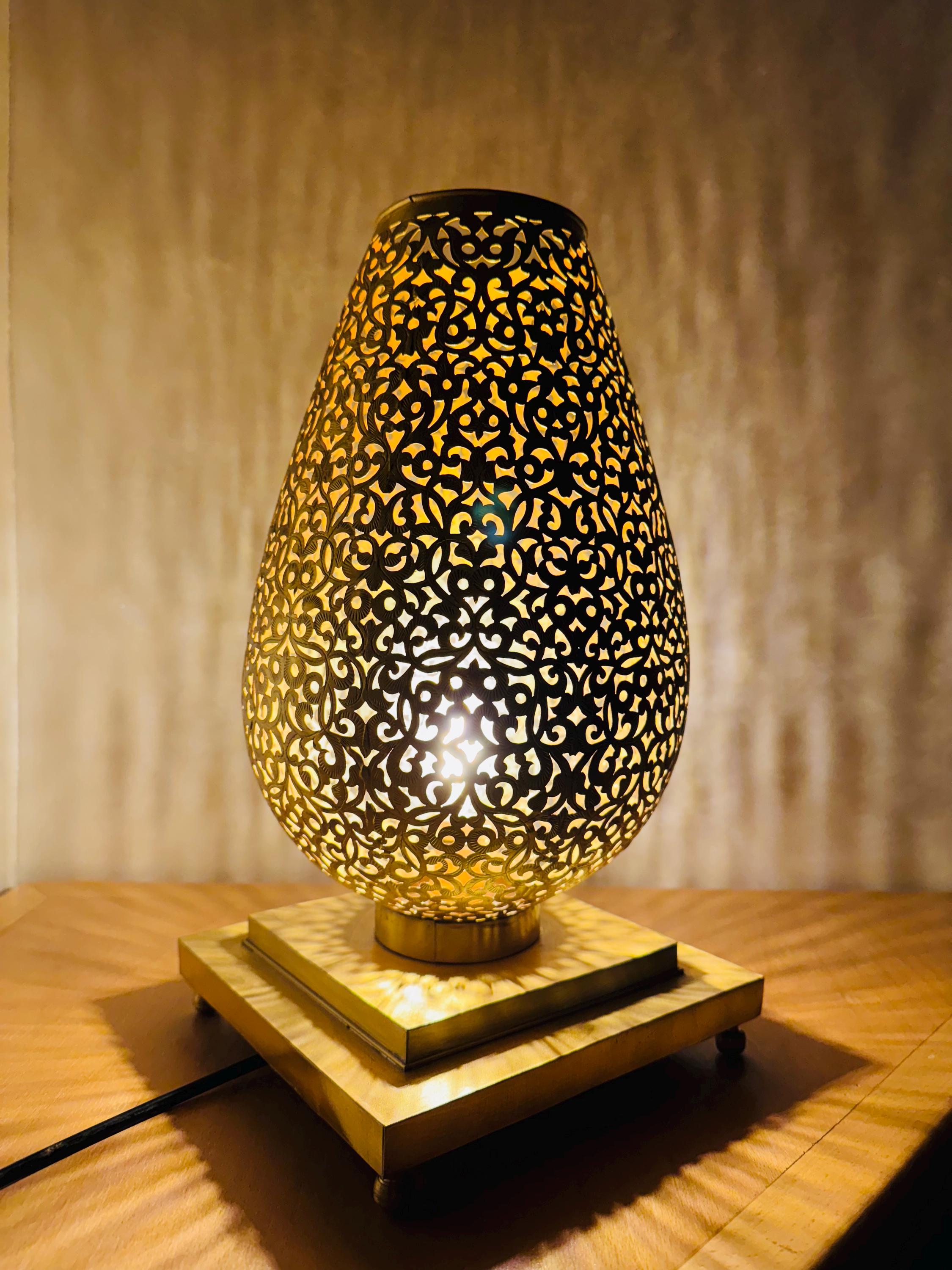Handmade Moroccan Brass Table Lamp: Artisan Home Decor Lighting