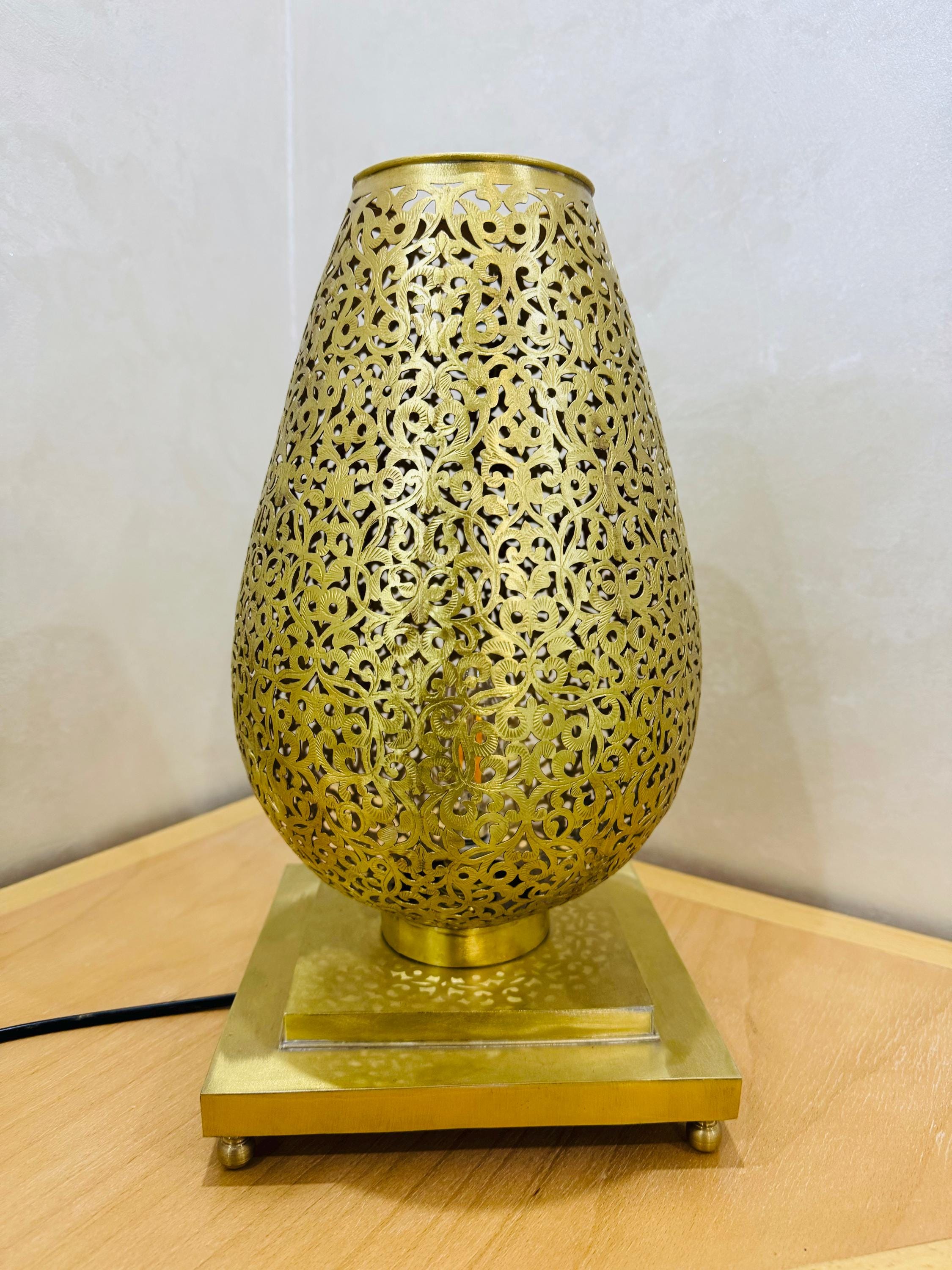 Handmade Moroccan Brass Table Lamp: Artisan Home Decor Lighting