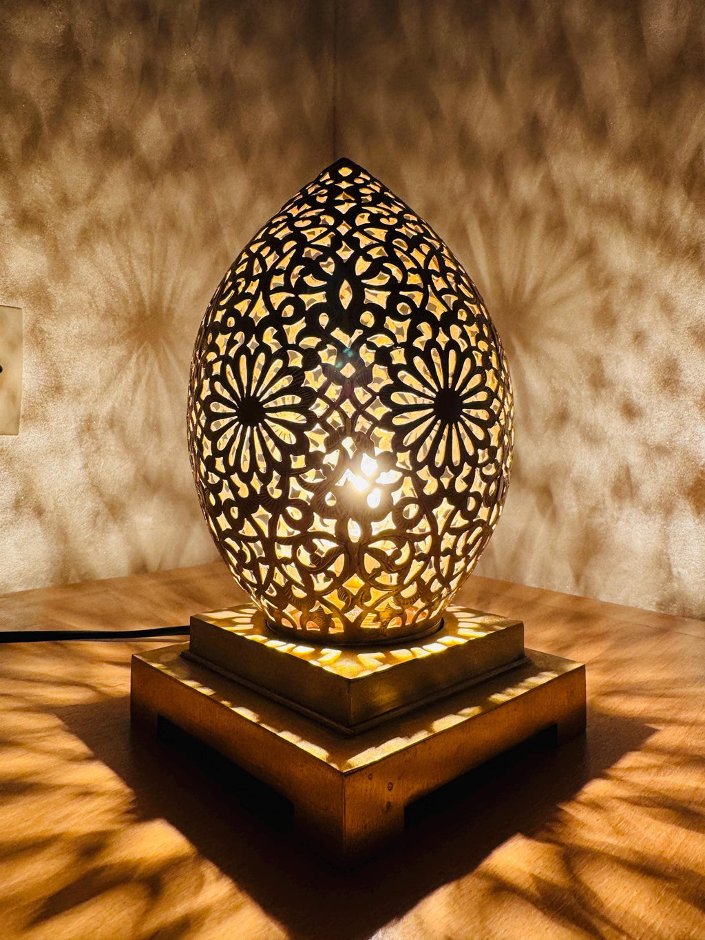 Handmade Brass Table Lamp: Moroccan Home Decor Lighting
